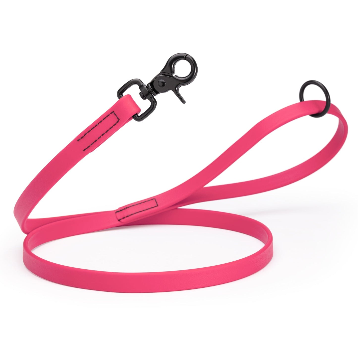 Biothane Dog Leash with Black Scissor Snap Passionfruit Pink 3 4" Dog Leashes Dogline