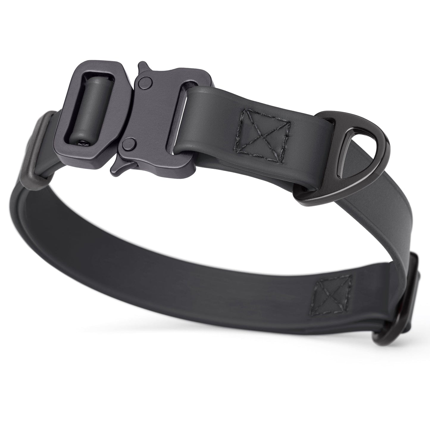 Dogline BioThane Dog Collar with Stab-Lock Quick Release Buckle W 3 4" x L 12-19" Black Dog Collars Dogline