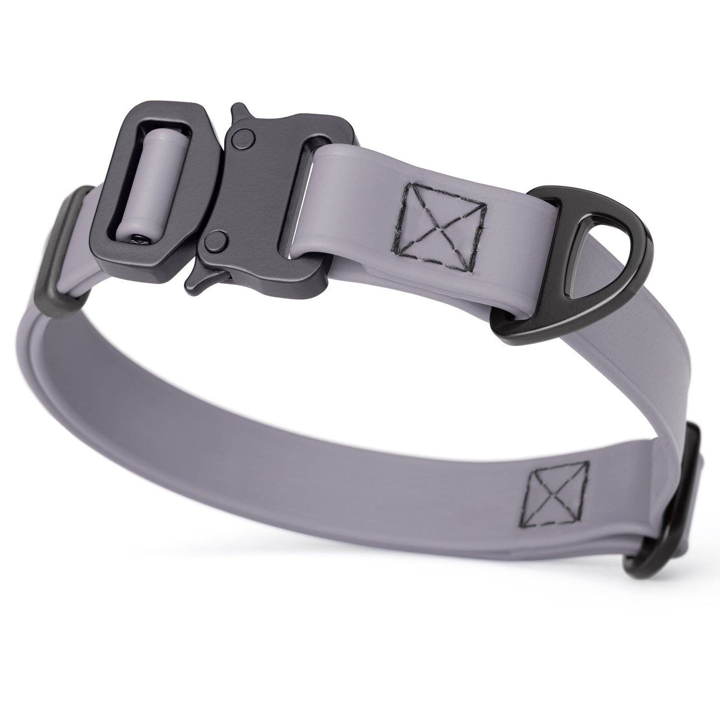 Dogline BioThane Dog Collar with Stab-Lock Quick Release Buckle W 3 4" x L 12-19" Battleship Gray Dog Collars Dogline