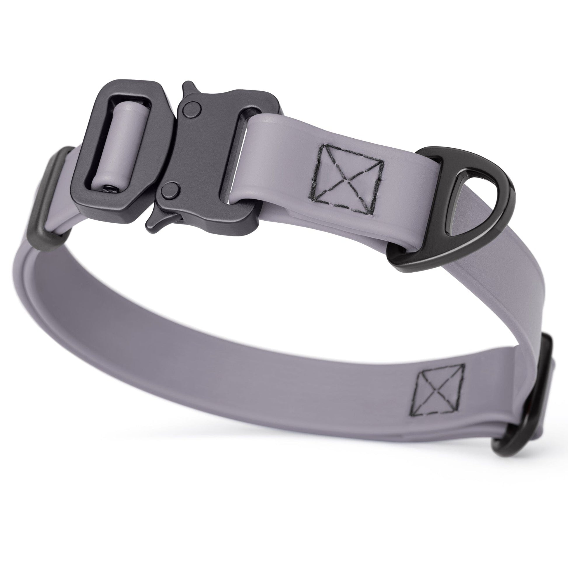 Dogline BioThane Dog Collar with Stab-Lock Quick Release Buckle W 3 4" x L 12-19" Battleship Gray Dog Collars Dogline