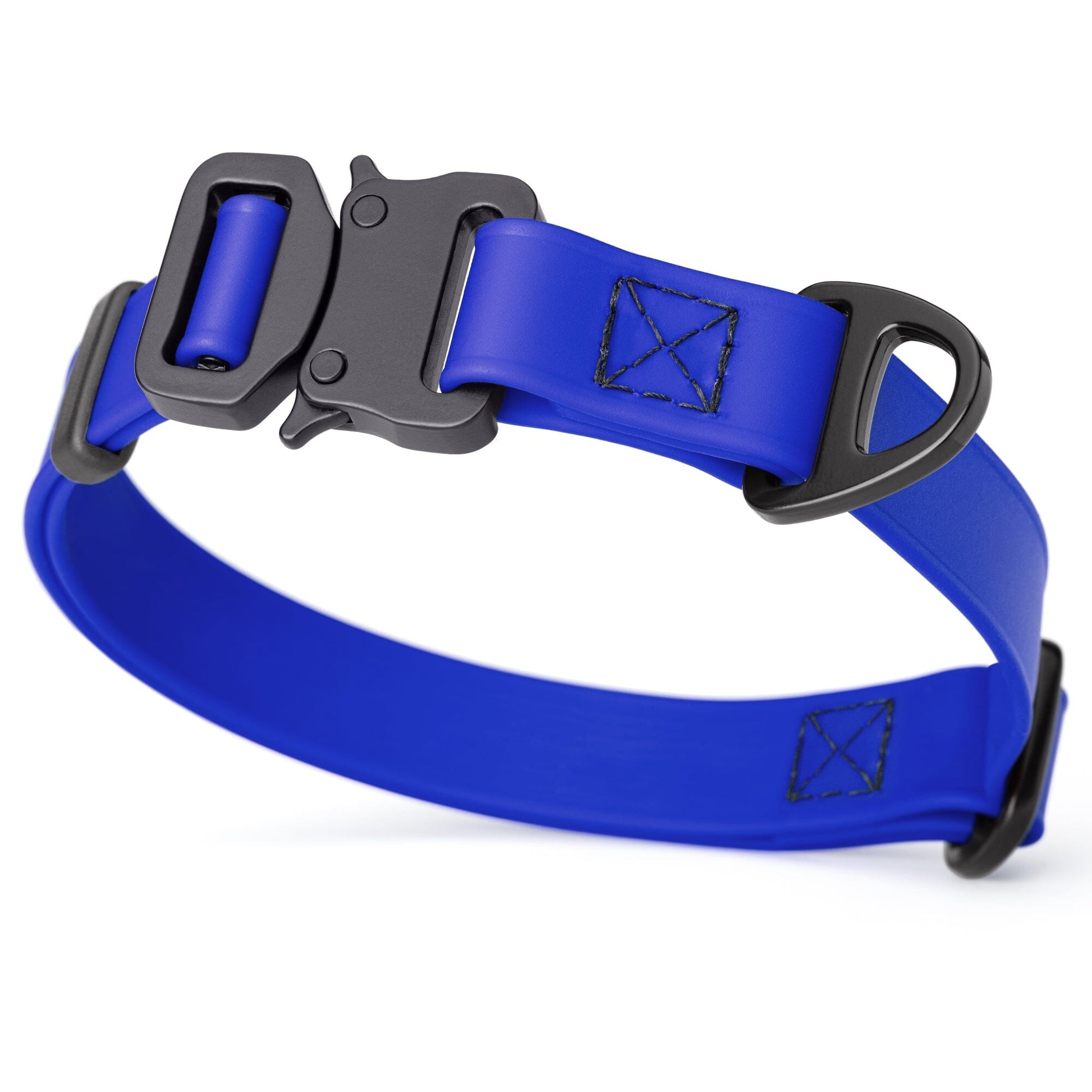 Dogline BioThane Dog Collar with Stab-Lock Quick Release Buckle W 3 4" x L 12-19" Blueberry Royal Dog Collars Dogline