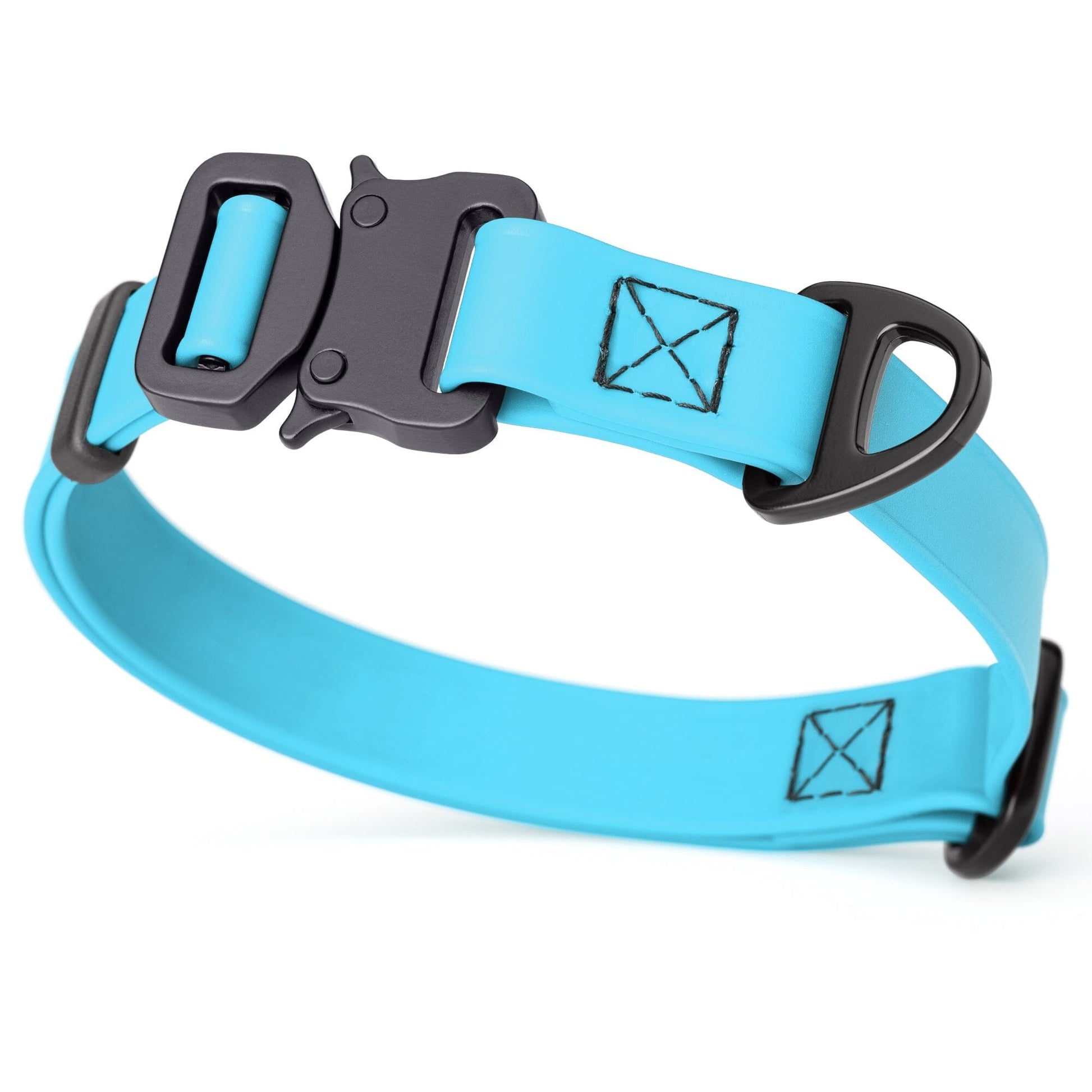 Dogline BioThane Dog Collar with Stab-Lock Quick Release Buckle W 3 4" x L 12-19" Sky Blue Dog Collars Dogline