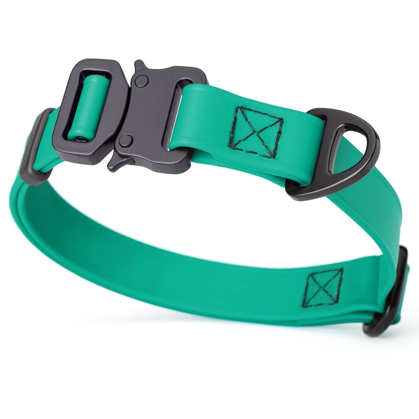 Dogline BioThane Dog Collar with Stab-Lock Quick Release Buckle W 3 4" x L 12-19" Teal Dog Collars Dogline