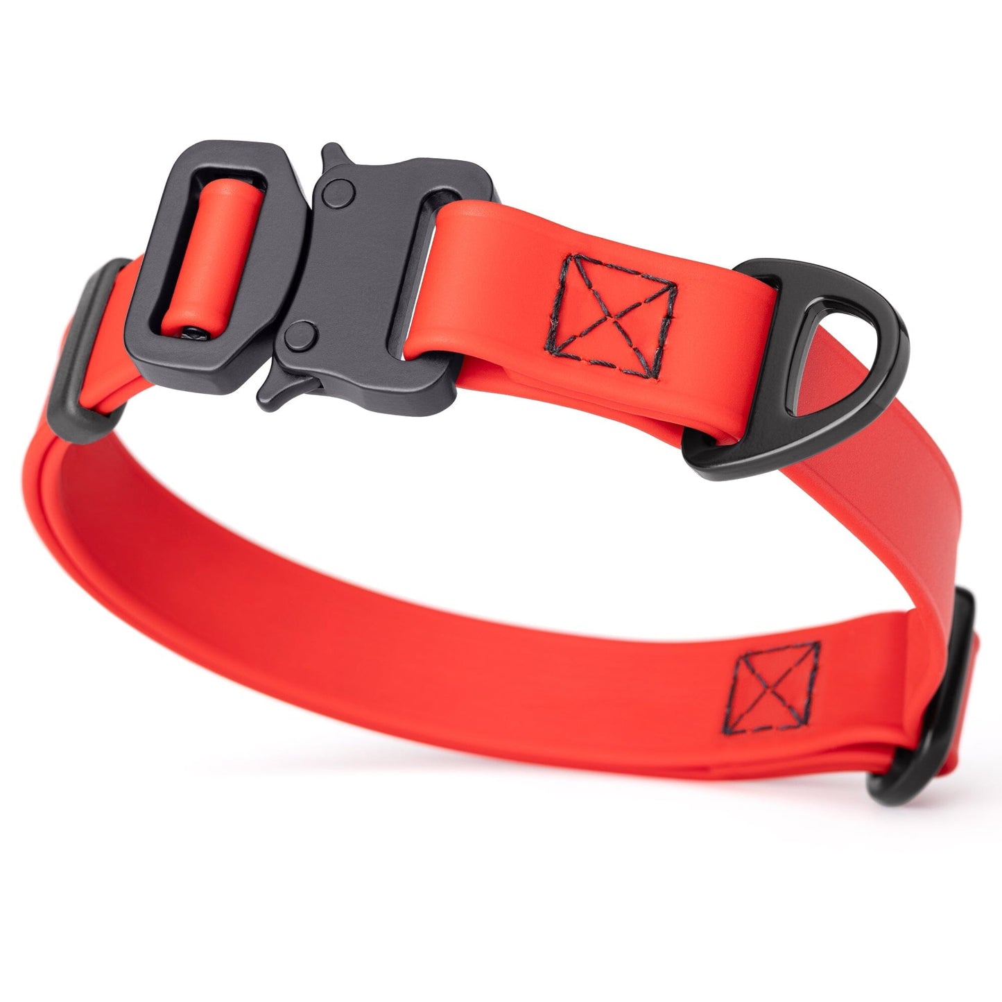 Dogline BioThane Dog Collar with Stab-Lock Quick Release Buckle W 3 4" x L 12-19" Cherry Red Dog Collars Dogline