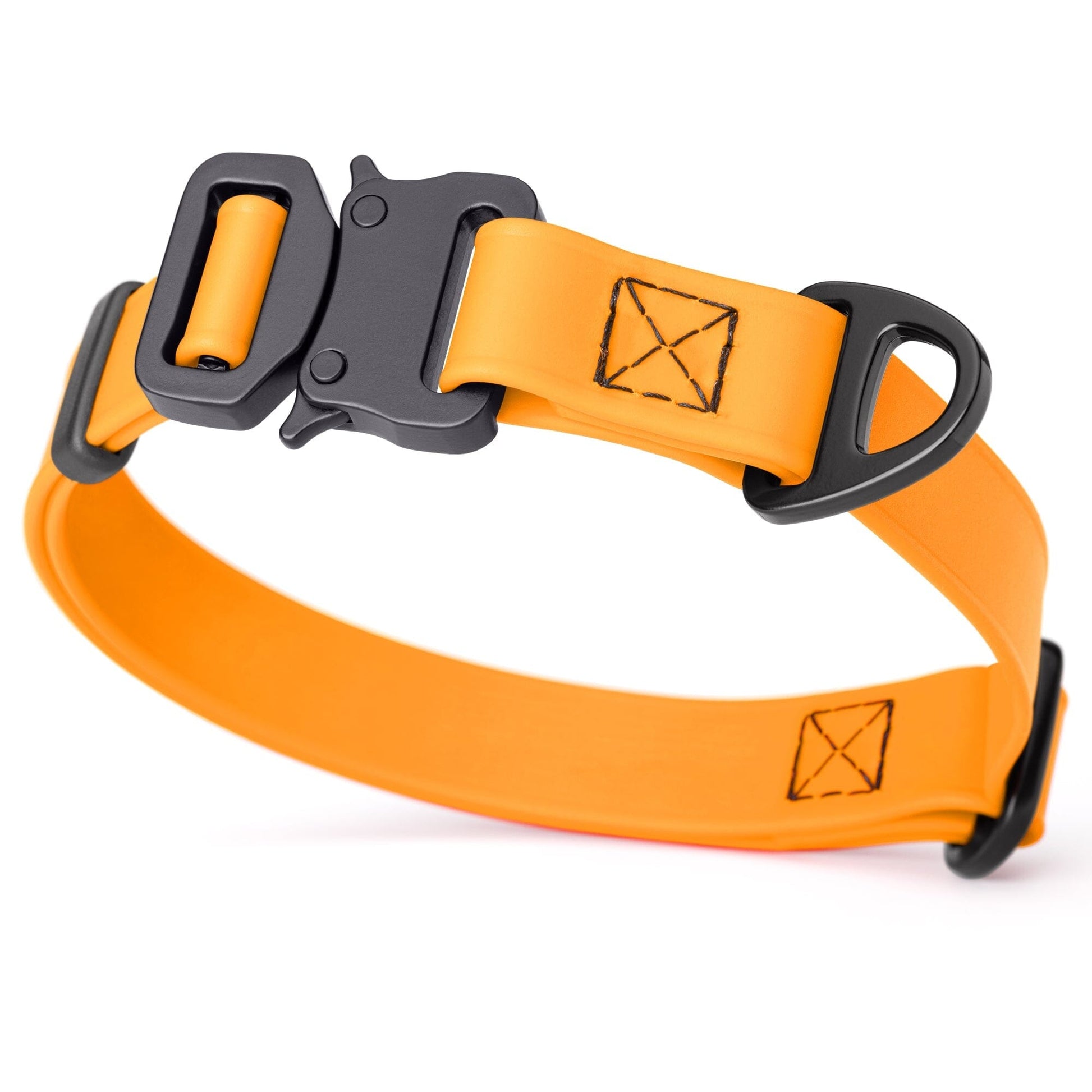 Dogline BioThane Dog Collar with Stab-Lock Quick Release Buckle W 3 4" x L 12-19" Tangerine Orange Dog Collars Dogline