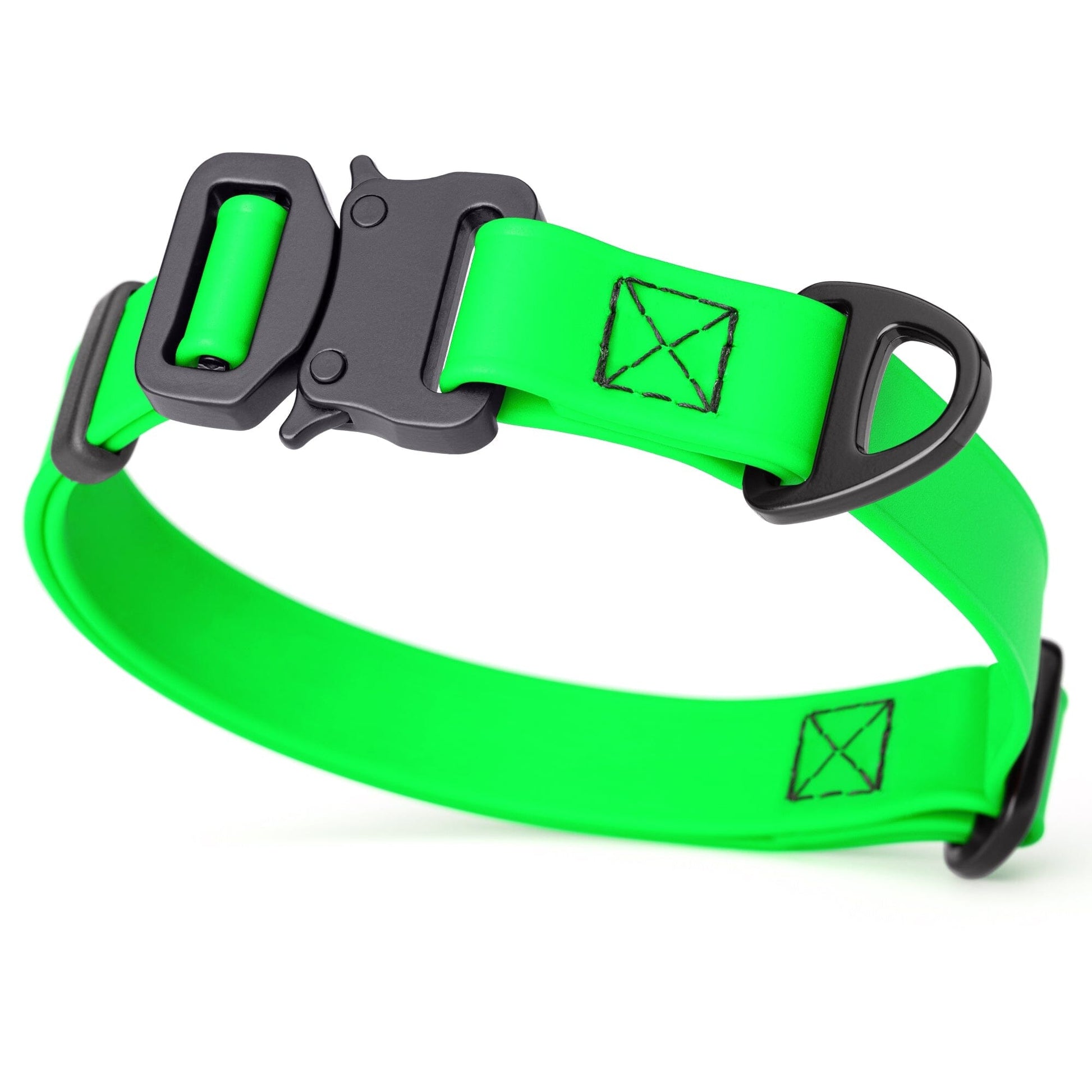 Dogline BioThane Dog Collar with Stab-Lock Quick Release Buckle W 3 4" x L 12-19" Tropical Green Dog Collars Dogline