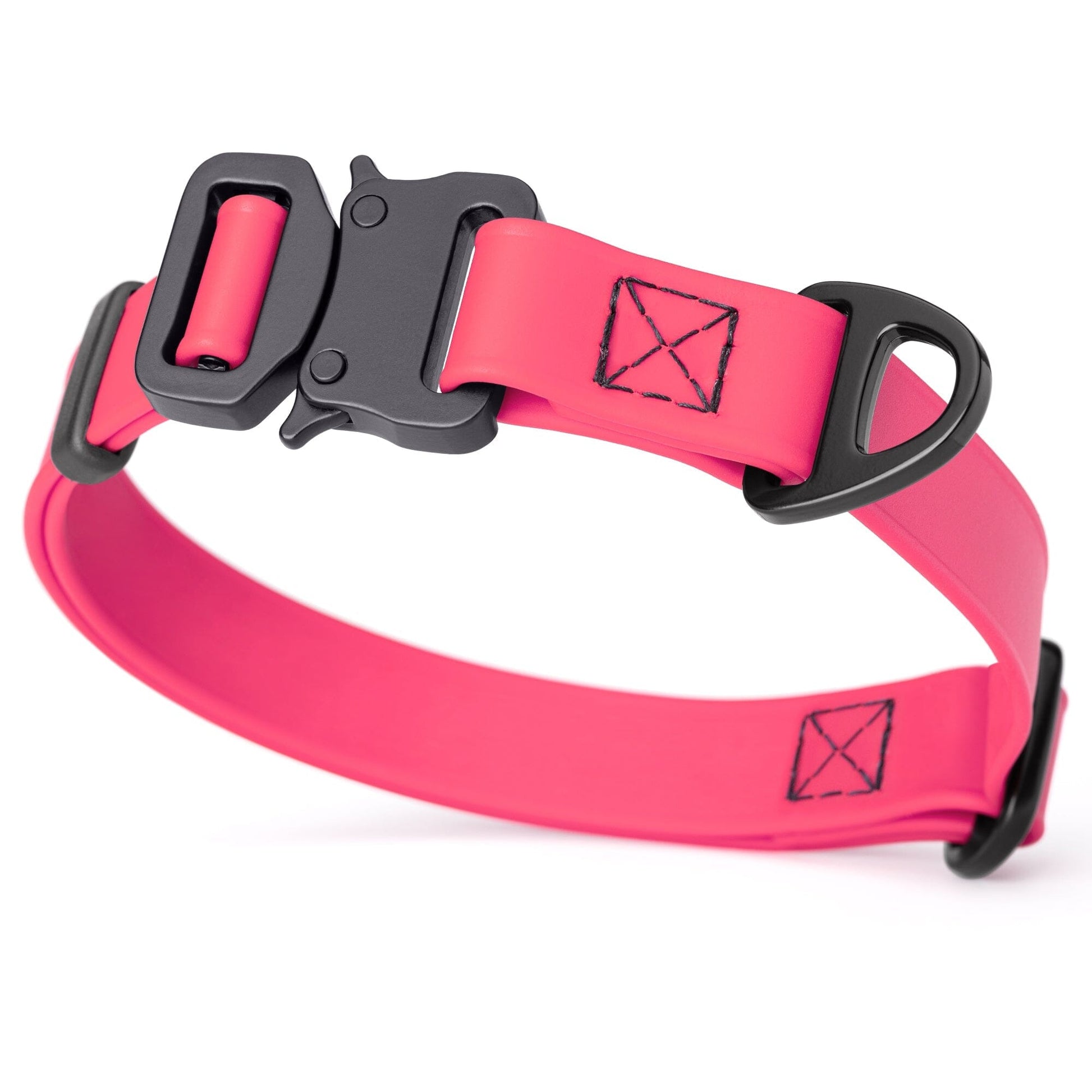 Dogline BioThane Dog Collar with Stab-Lock Quick Release Buckle W 3 4" x L 12-19" Passionfruit Pink Dog Collars Dogline