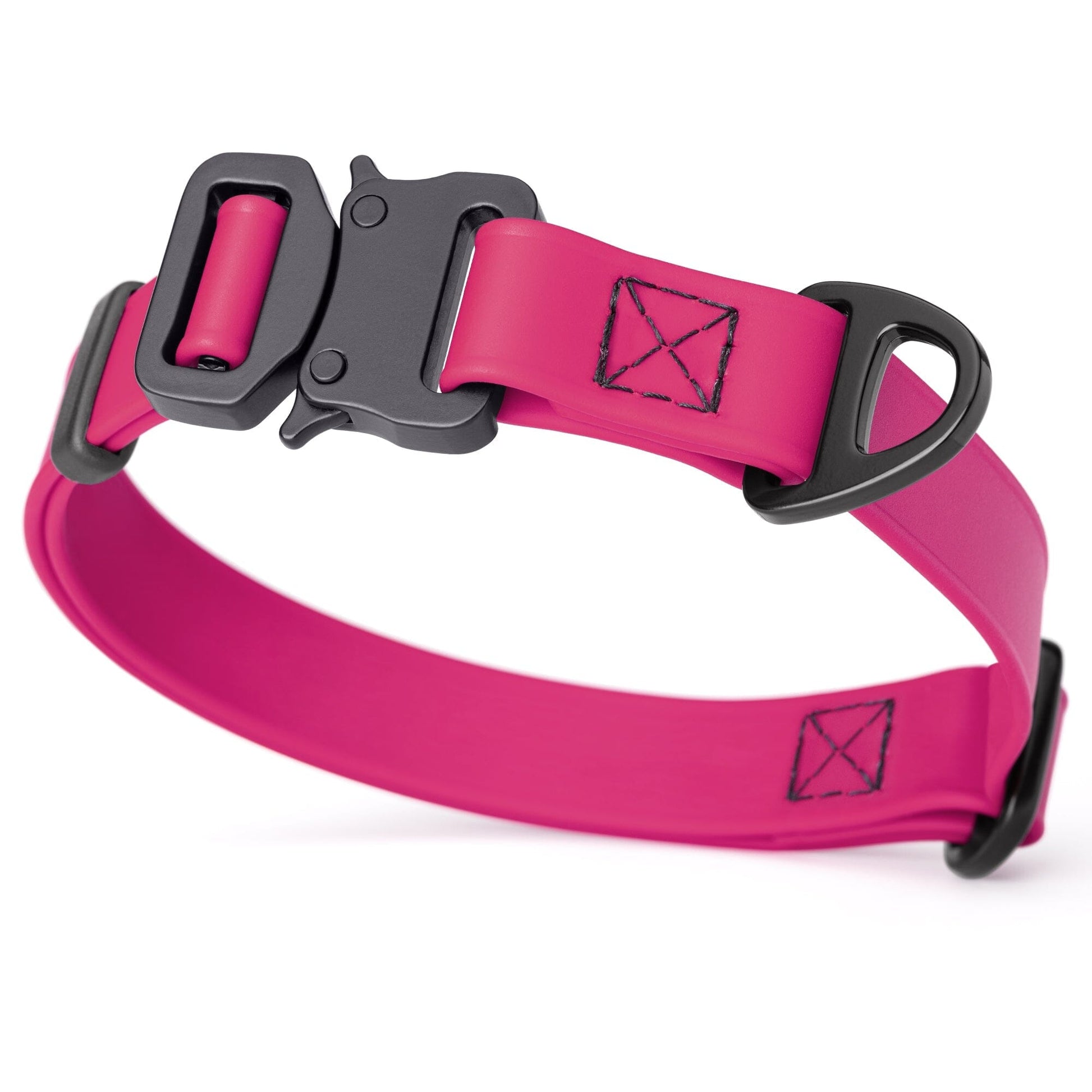 Dogline BioThane Dog Collar with Stab-Lock Quick Release Buckle W 3 4" x L 12-19" Magenta Pink Dog Collars Dogline