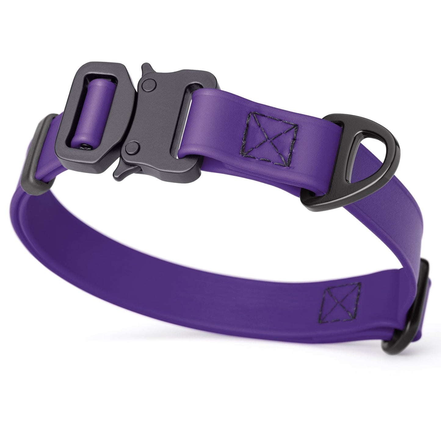Dogline BioThane Dog Collar with Stab-Lock Quick Release Buckle W 3 4" x L 12-19" Violet Purple Dog Collars Dogline