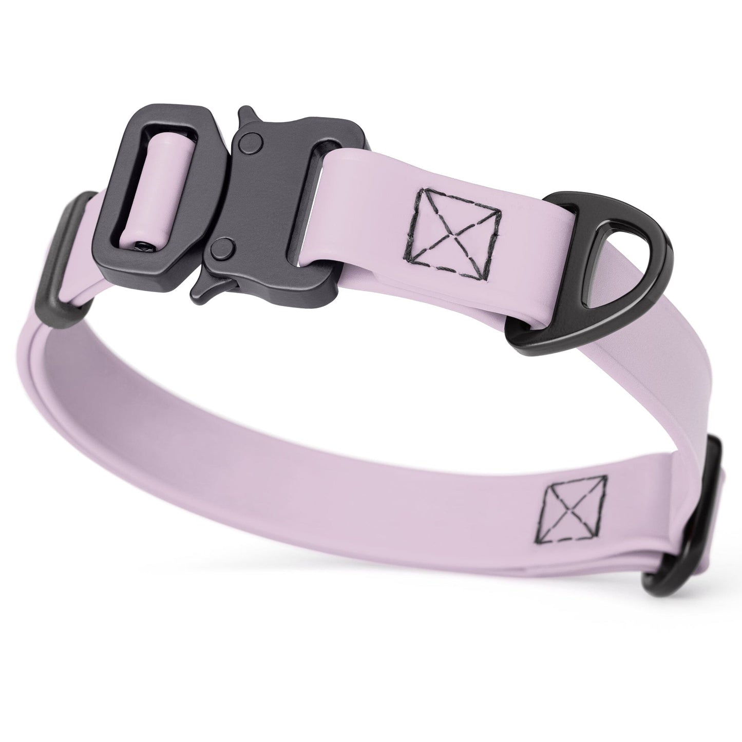 Dogline BioThane Dog Collar with Stab-Lock Quick Release Buckle W 3 4" x L 12-19" Pastel Purple Dog Collars Dogline