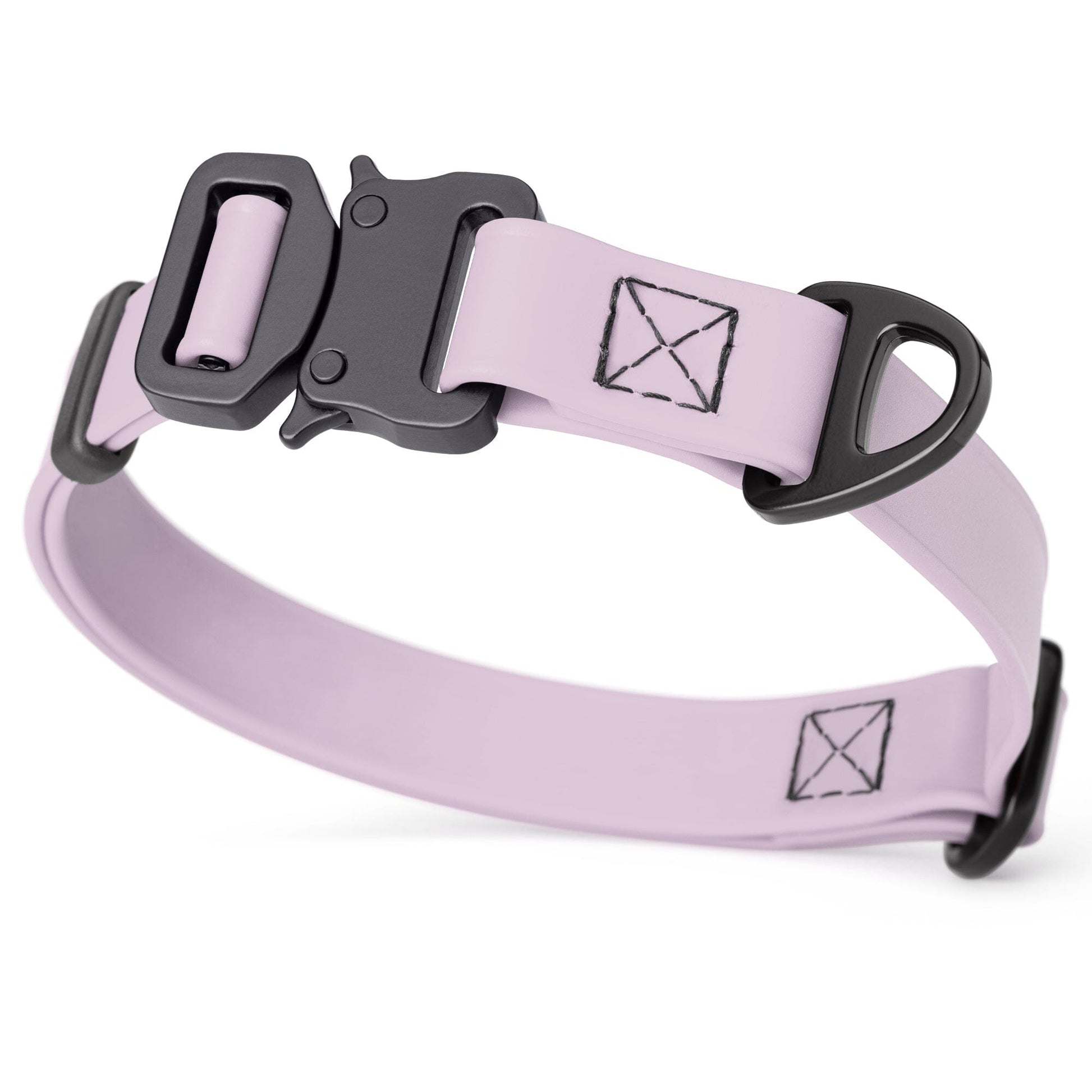 Dogline BioThane Dog Collar with Stab-Lock Quick Release Buckle W 3 4" x L 12-19" Pastel Purple Dog Collars Dogline