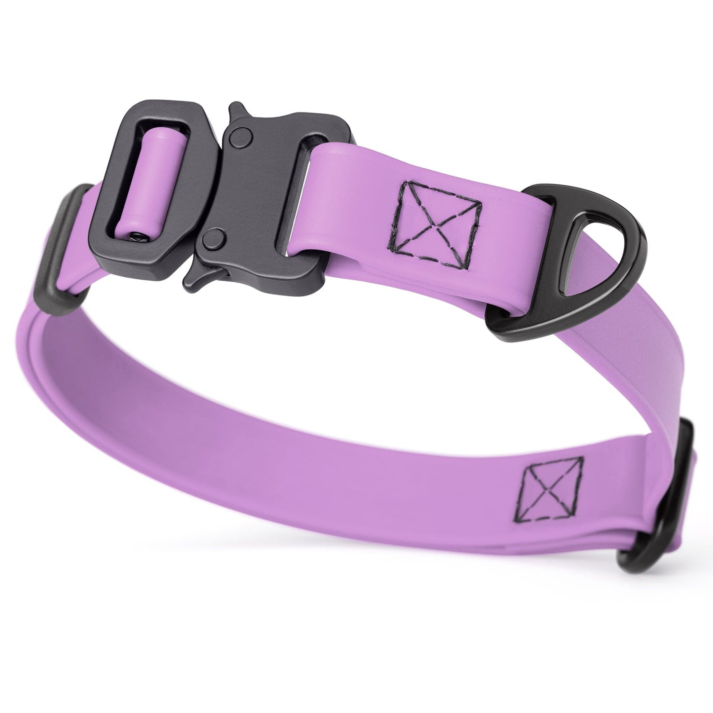 Dogline BioThane Dog Collar with Stab-Lock Quick Release Buckle W 3 4" x L 12-19" Amethyst Purple Dog Collars Dogline