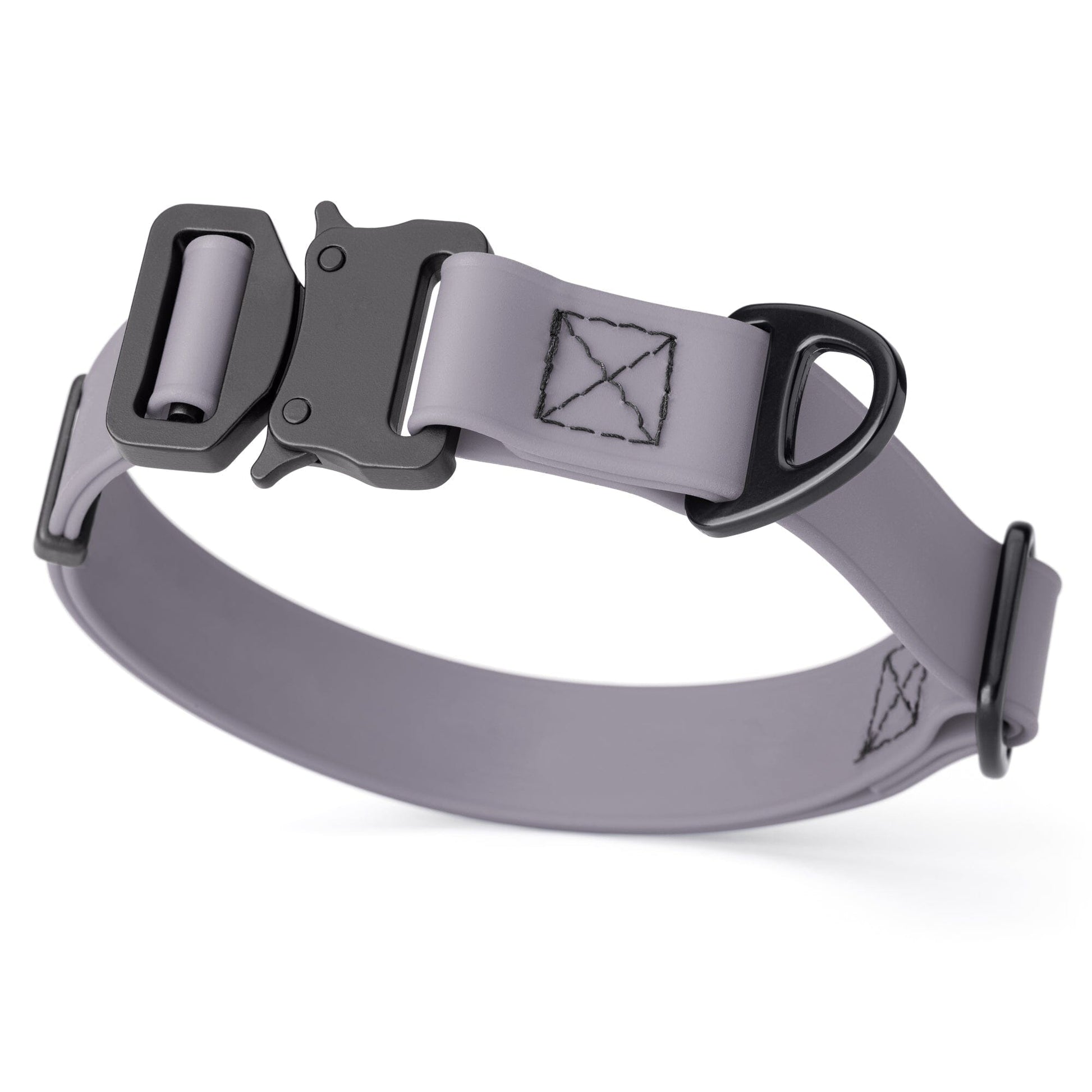 Dogline BioThane Dog Collar with Stab-Lock Quick Release Buckle W 1" x L 15-25" Battleship Gray Dog Collars Dogline