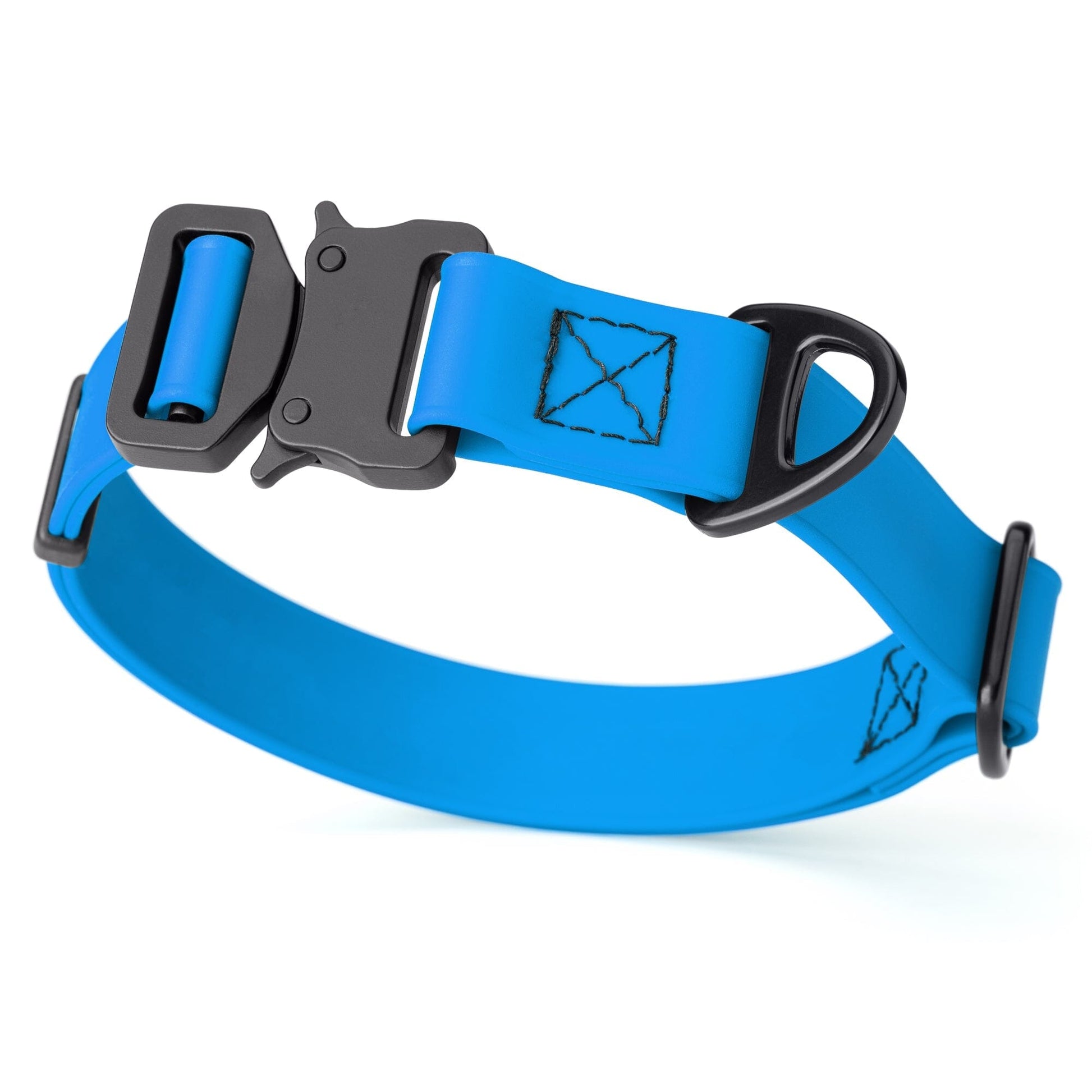 Dogline BioThane Dog Collar with Stab-Lock Quick Release Buckle W 1" x L 15-25" Cerulean Blue Dog Collars Dogline