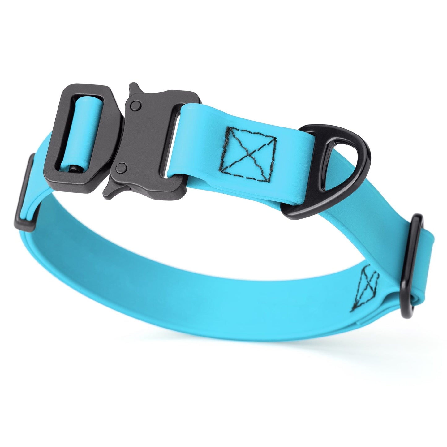 Dogline BioThane Dog Collar with Stab-Lock Quick Release Buckle W 1" x L 15-25" Sky Blue Dog Collars Dogline