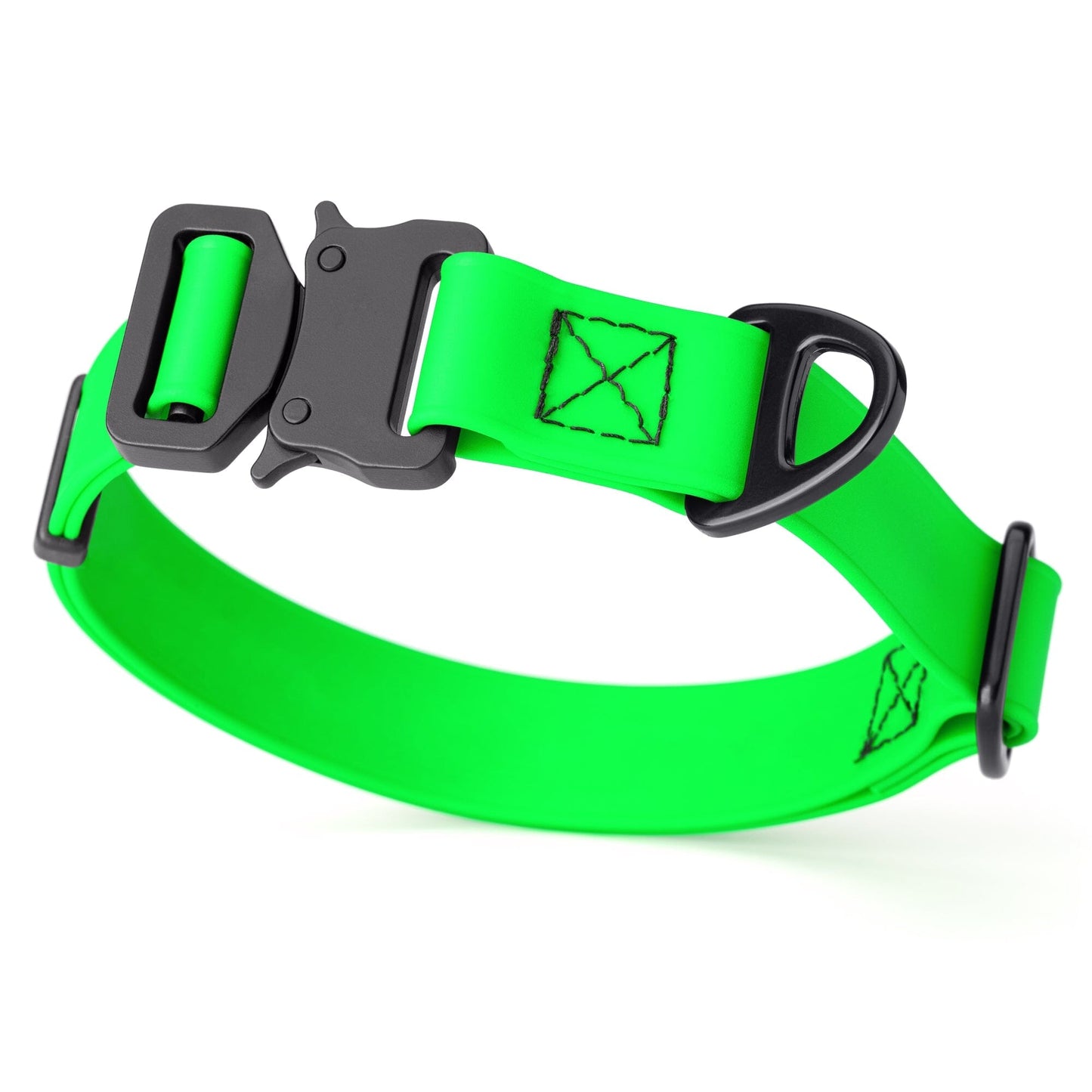 Dogline BioThane Dog Collar with Stab-Lock Quick Release Buckle W 1" x L 15-25" Tropical Green Dog Collars Dogline