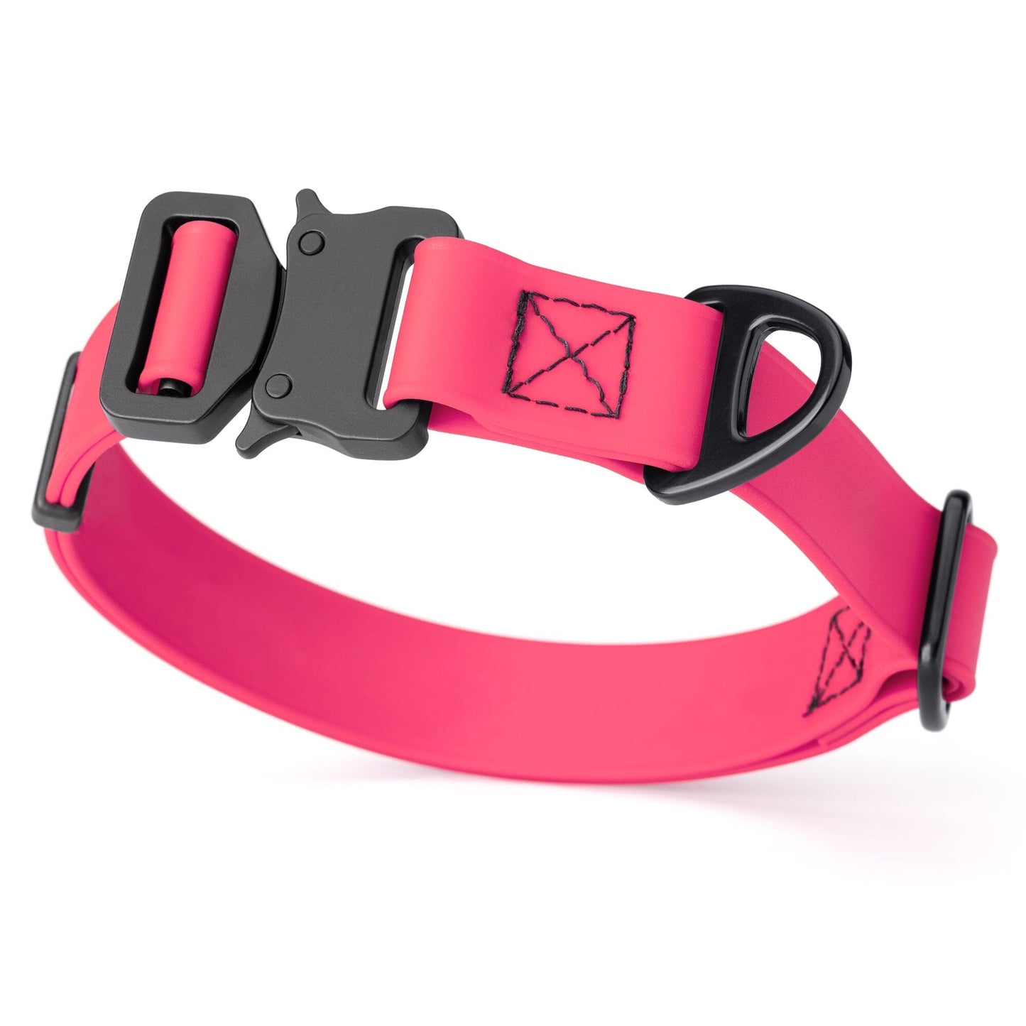 Dogline BioThane Dog Collar with Stab-Lock Quick Release Buckle W 1" x L 15-25" Passionfruit Pink Dog Collars Dogline