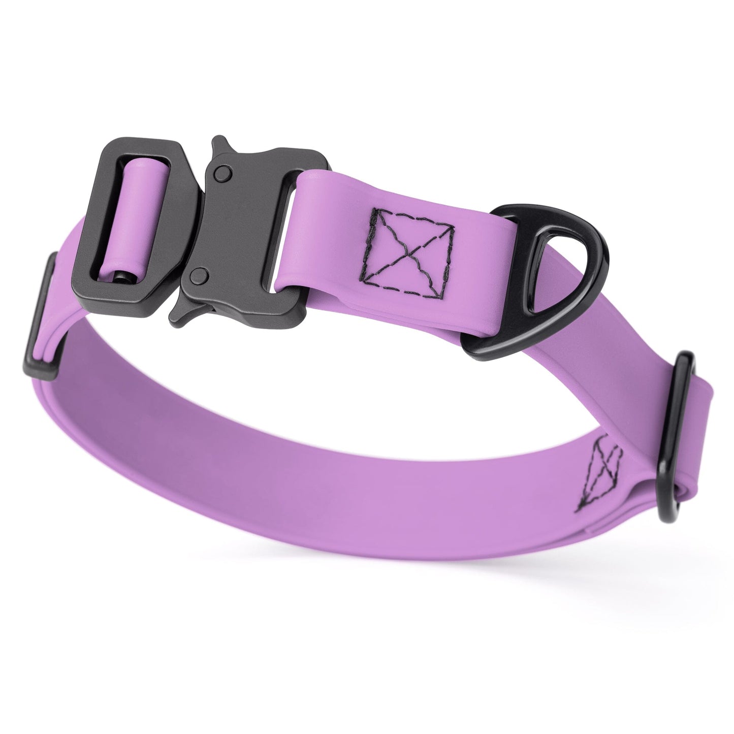 Dogline BioThane Dog Collar with Stab-Lock Quick Release Buckle W 1" x L 15-25" Amethyst Purple Dog Collars Dogline