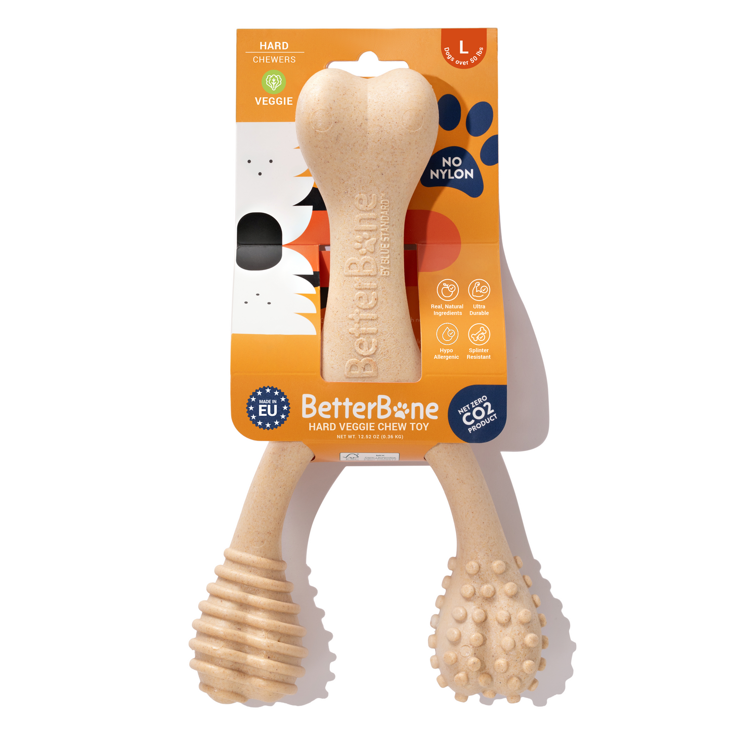 BetterBone Large Chew Toy Large Hard Veggie Dog Toys BetterBone All Natural Eco-Friendly Dog Chews & Bones