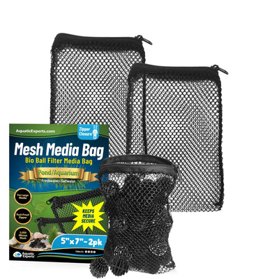 Mesh Bags for Bio Ball Filter Media - Ideal for Aquarium & Pond Filtration - Made in USA 5" x 7" 2 Pack Mesh Media Bags Aquatic Experts