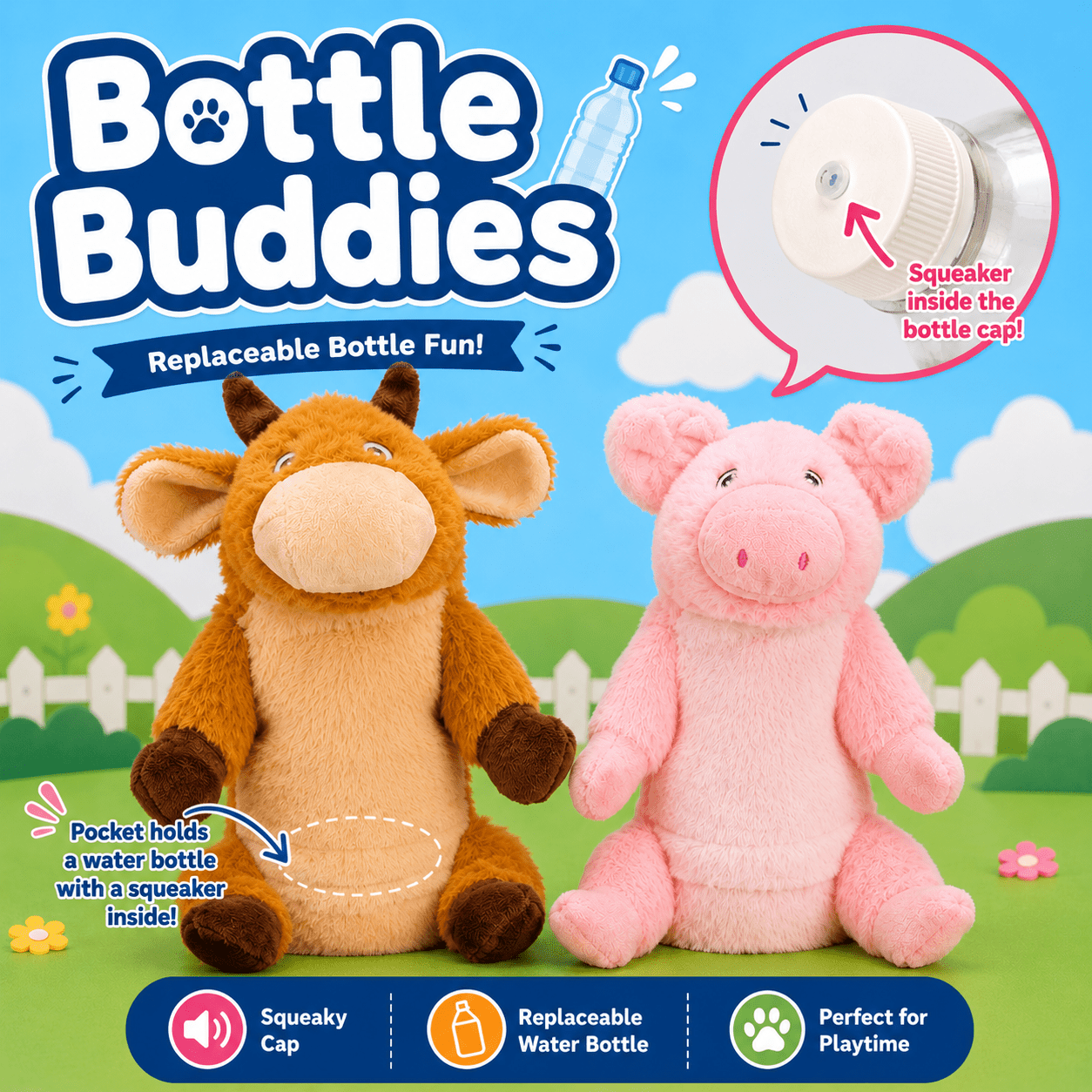 Bottle Buddy Dog Toys - 10" Dog Toys Dogline