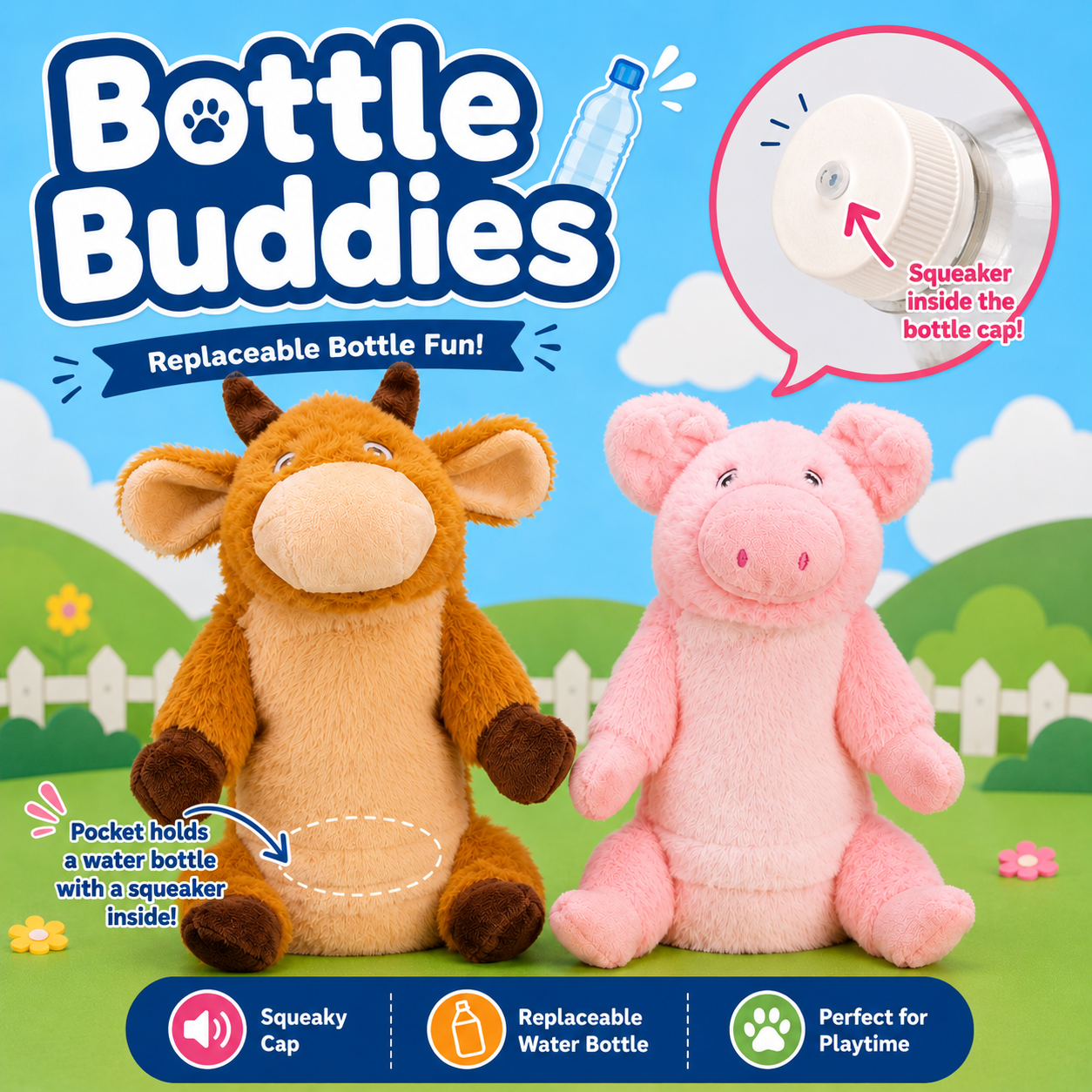 Bottle Buddy Dog Toys - 10" Dog Toys Dogline