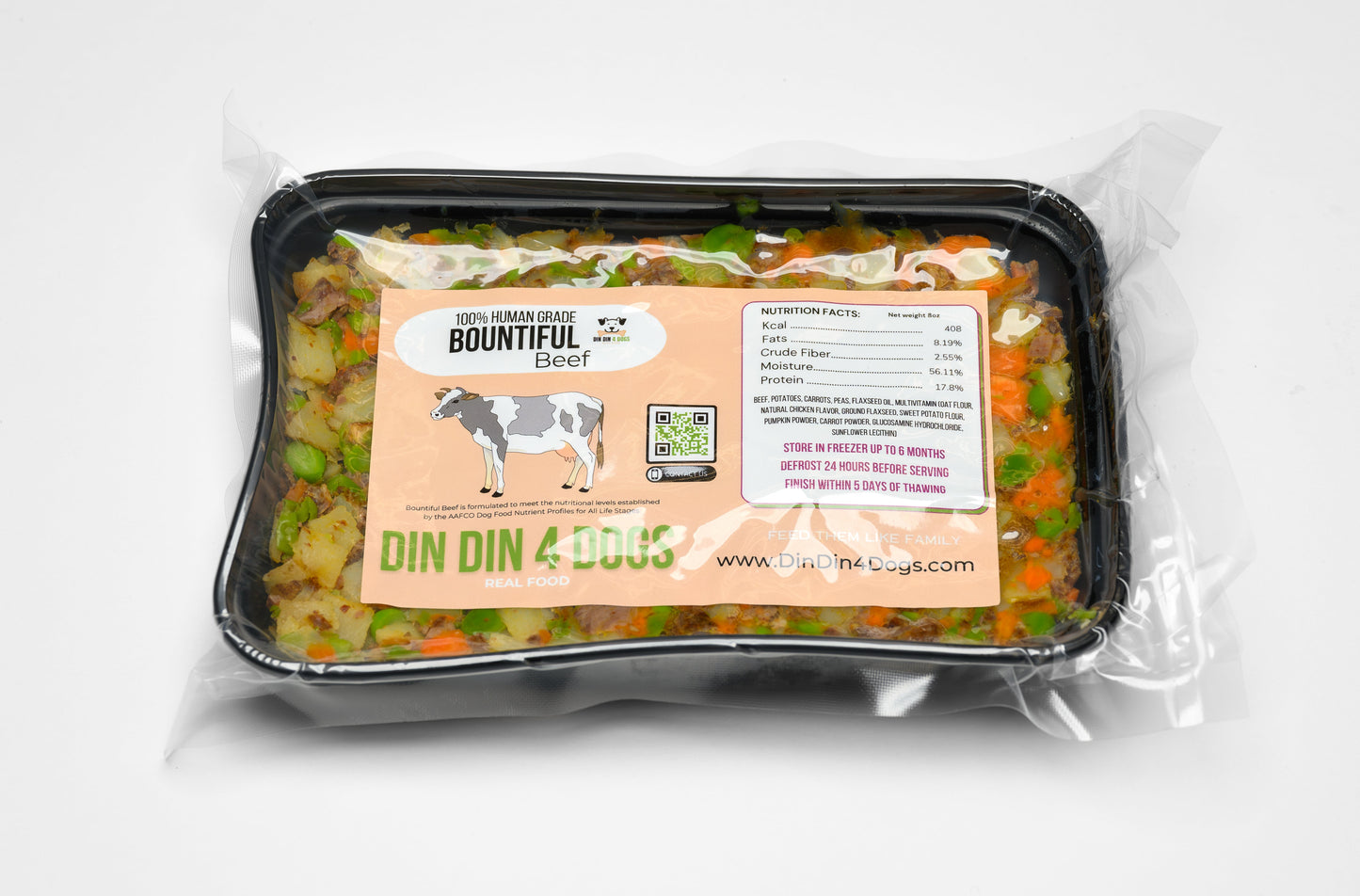 Bountiful Beef - case includes 24, 8oz meals Dog Food Din Din 4 Dogs