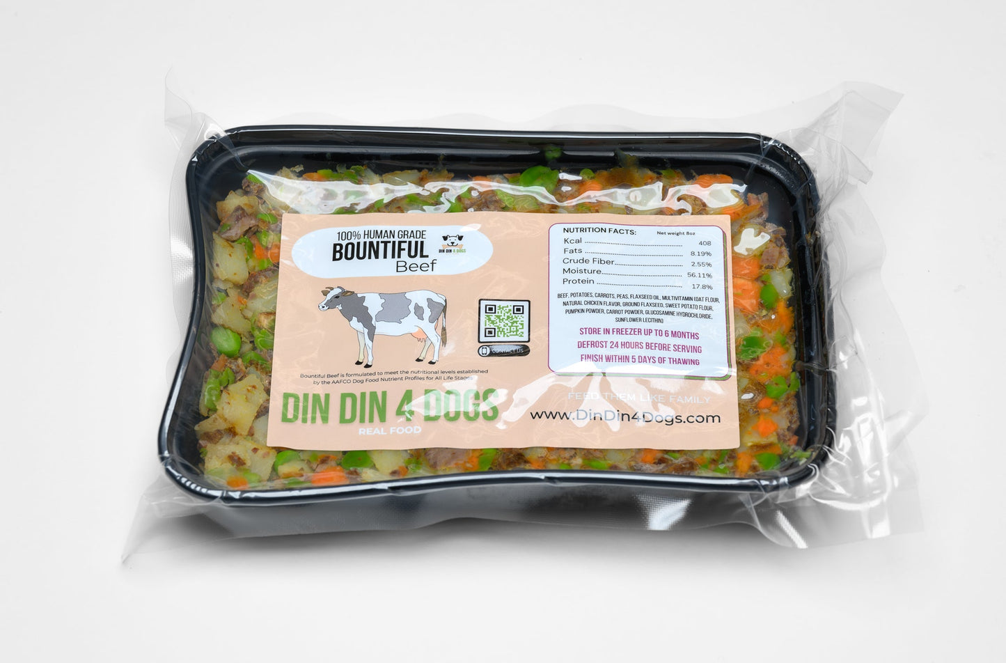 ⭐ SAMPLER - Bountiful Beef 8 Pack Dog Food Din Din 4 Dogs