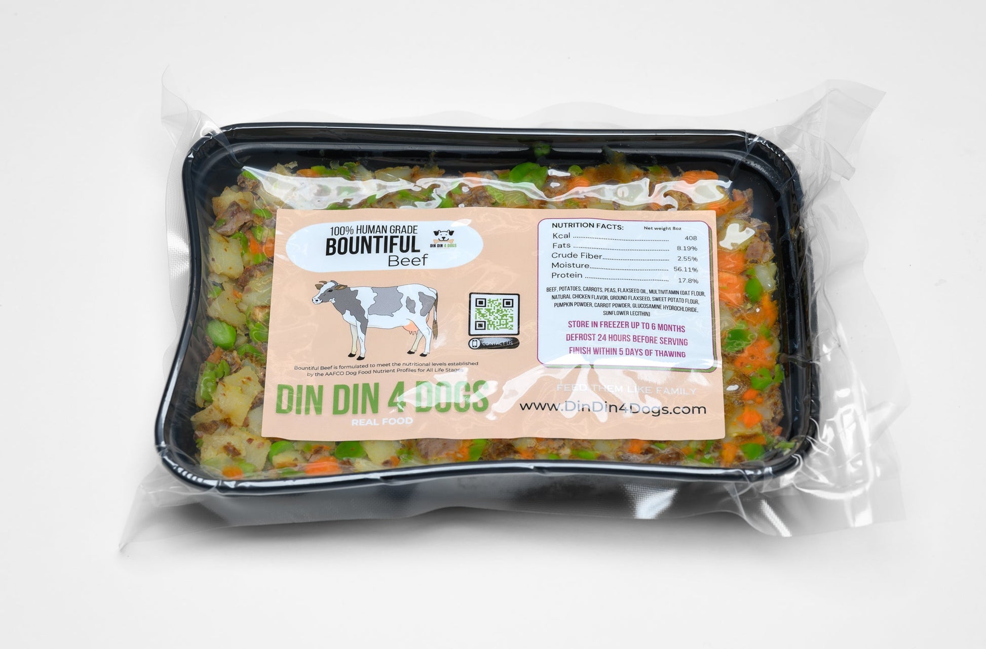 ⭐ SAMPLER - Bountiful Beef 8 Pack Dog Food Din Din 4 Dogs