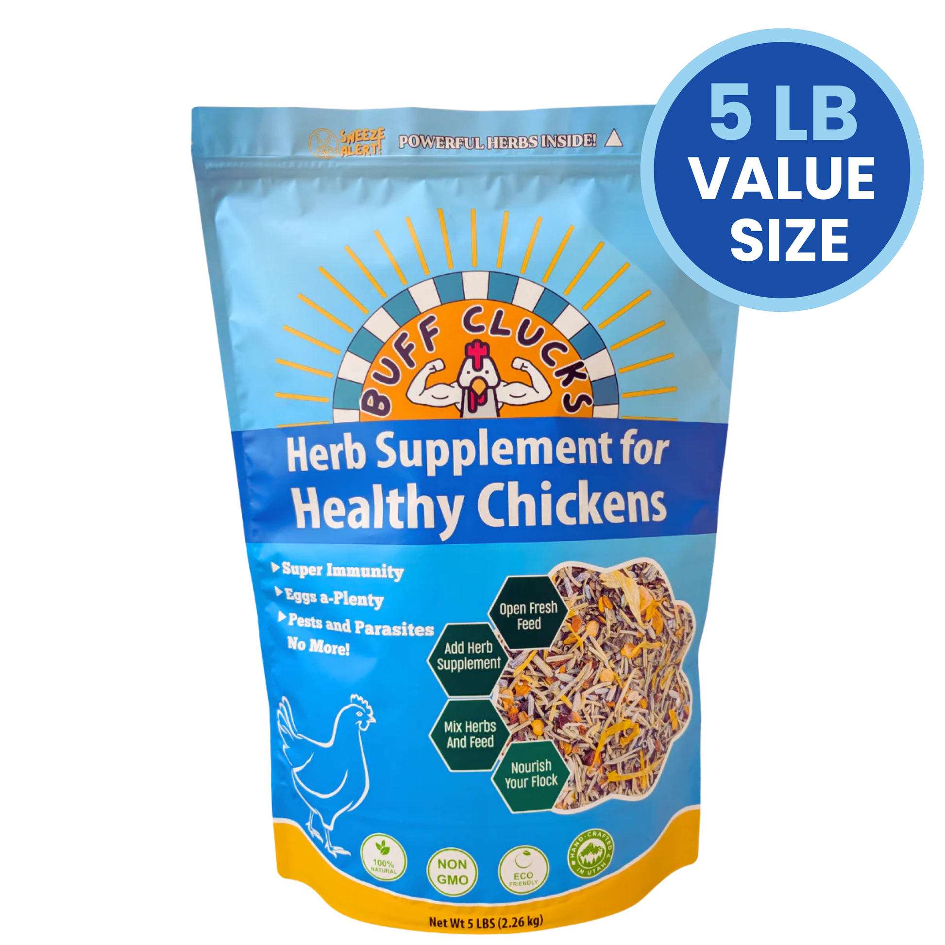 Herb Supplement For Backyard Chickens BULK (5 pounds) Chicken Treat Buff Clucks