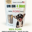 Pork Dog Treats, 5 Ounce Bag, Single Ingredient, High Protein Treat Din Din 4 Dogs