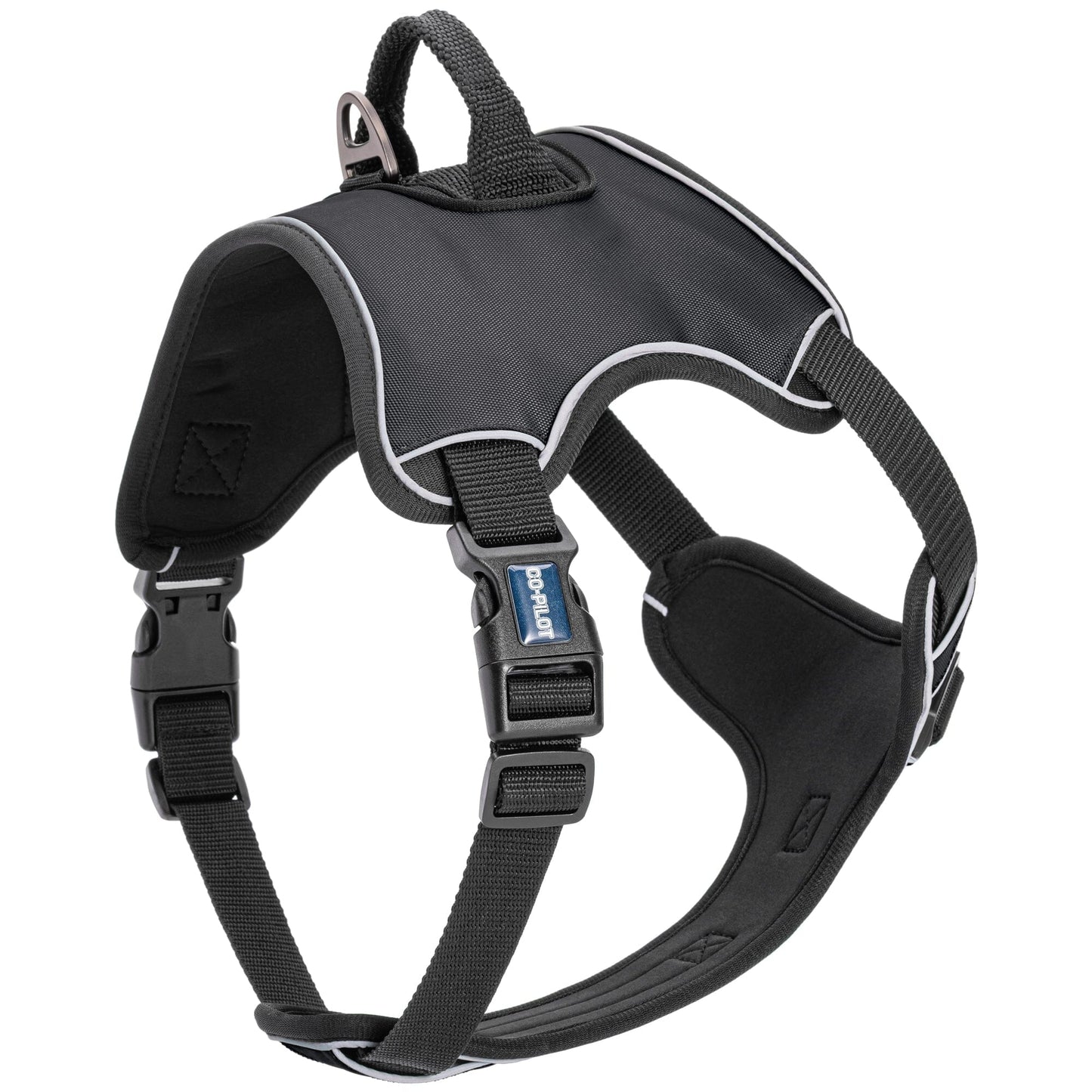 Co-Pilot Adjustable No Pull Dog Harness with Handle Black Dog Harnesses Dogline