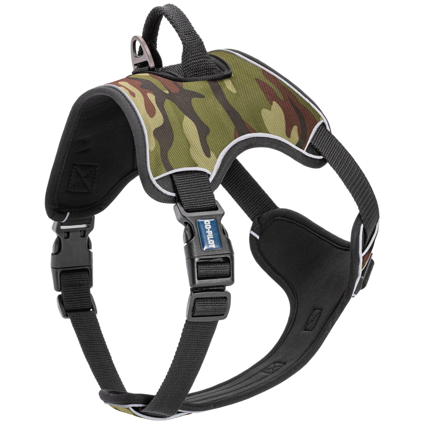Co-Pilot Adjustable No Pull Dog Harness with Handle Green Camo Dog Harnesses Dogline