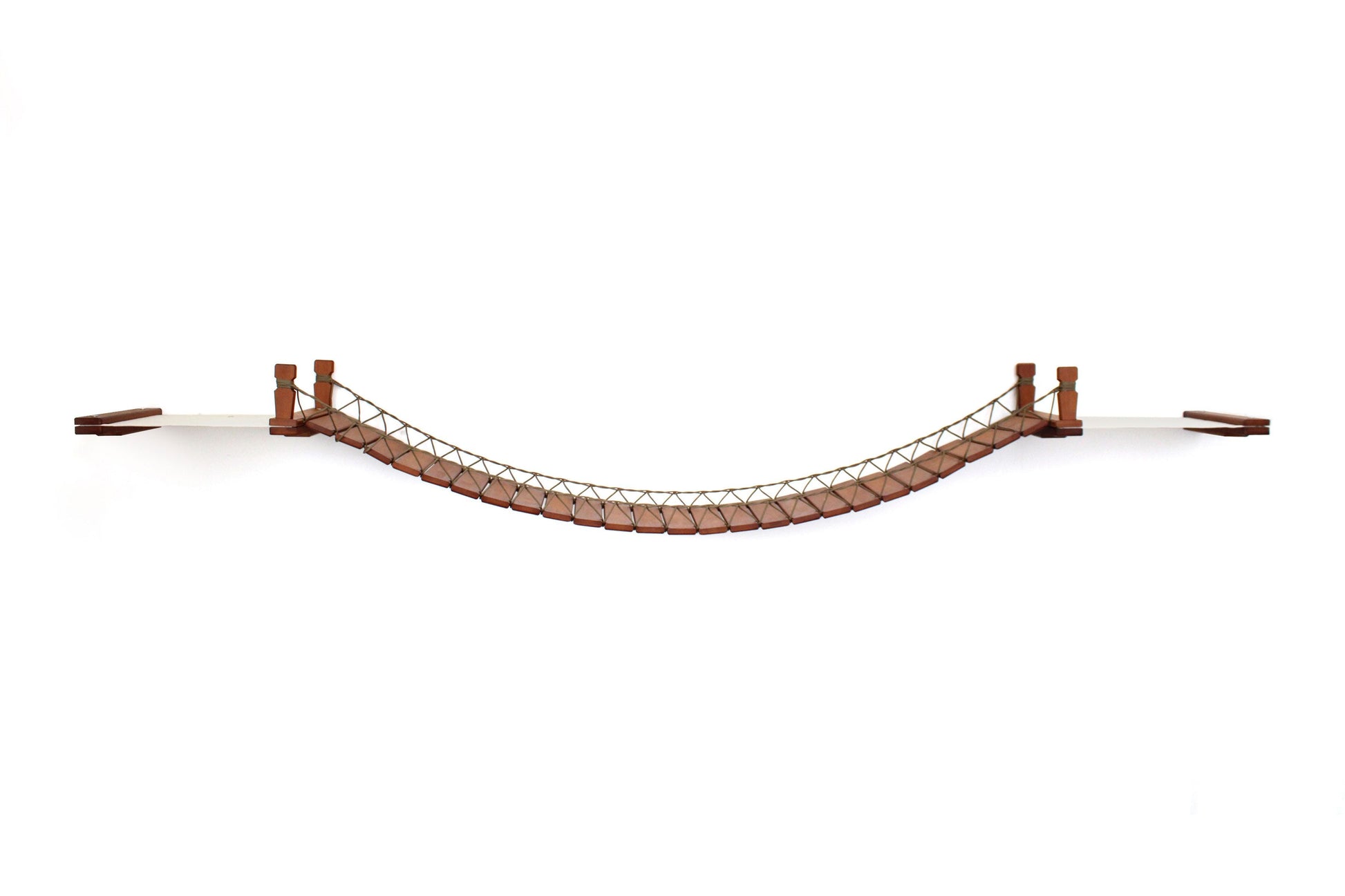 Double Cat Hammock and Climbing Bridge Combo English Chestnut Bamboo Natural Canvas 66" Cat Bridge Catastrophic Creations