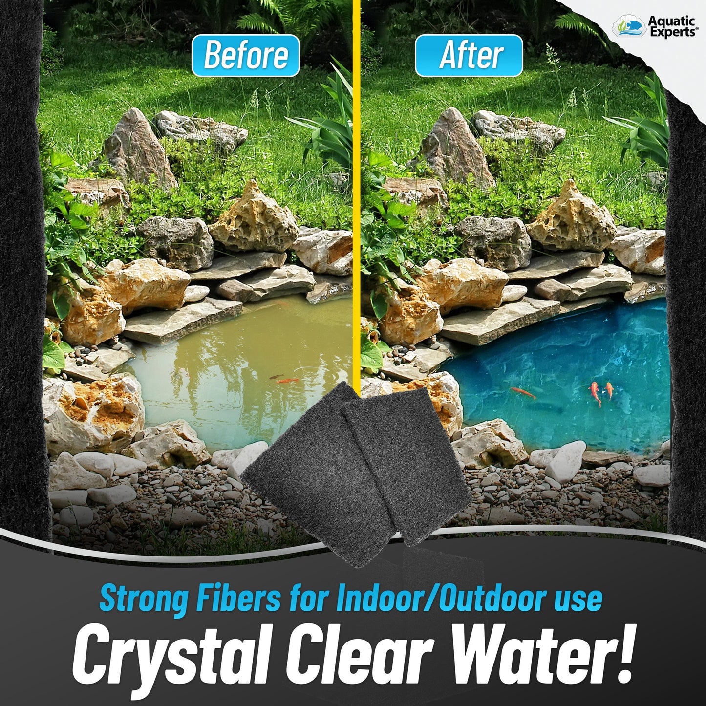 Aquatic Experts Aquarium Carbon Filter Pad - Premium Activated Carbon Filter Pads for Crystal Clear Aquariums Filter Pad Aquatic Experts