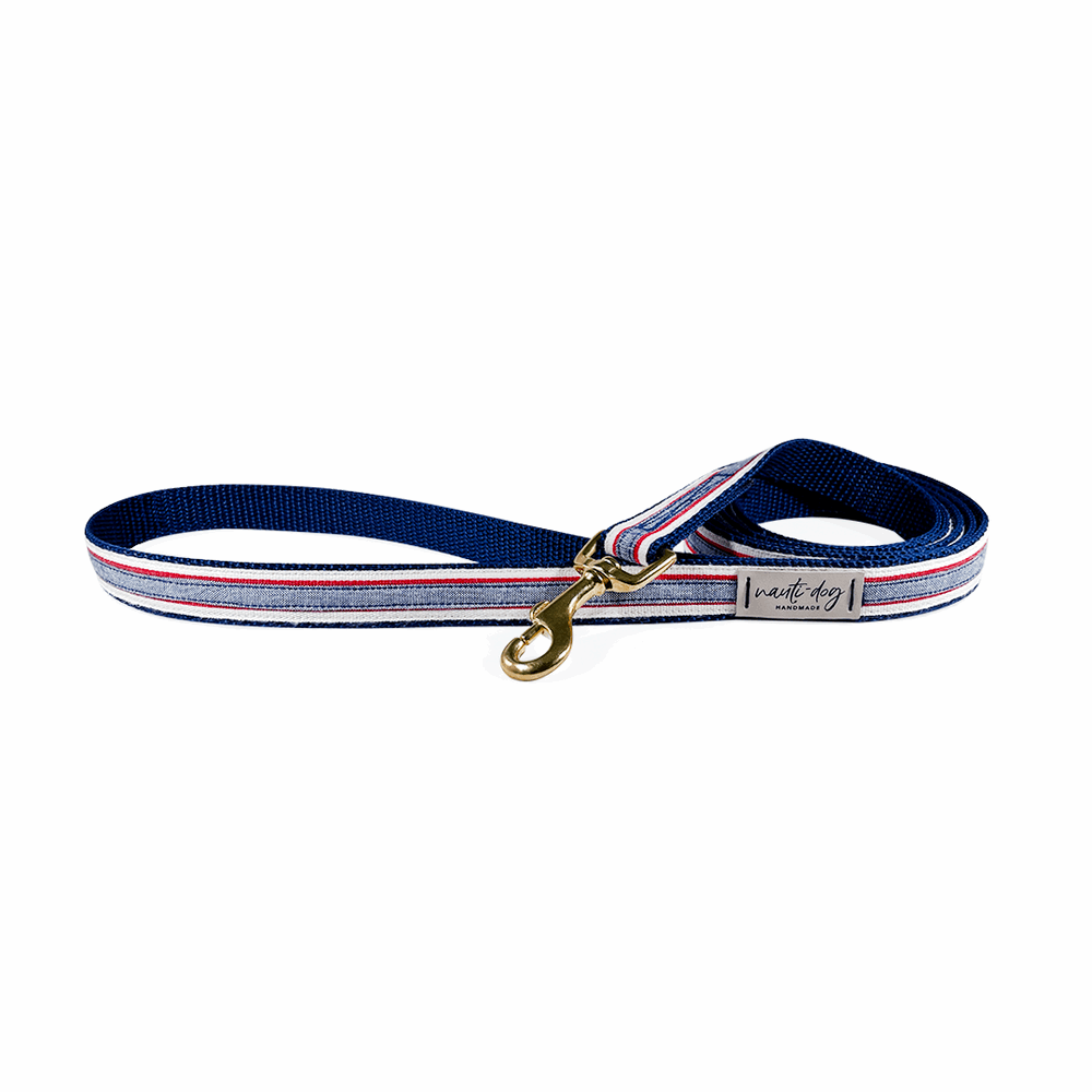 Chambray Classic Oxford Ribbon Dog Leash Dog Leashes Nauti-dog Handmade