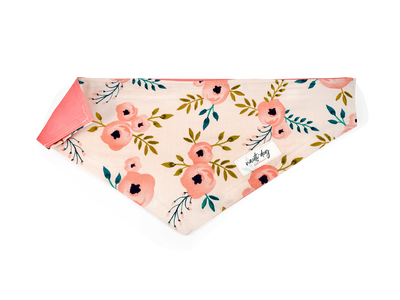 Charleston Blush Floral Tea Rose Over-the-collar Dog Bandana Over-the-collar Bandanas Nauti-dog Handmade