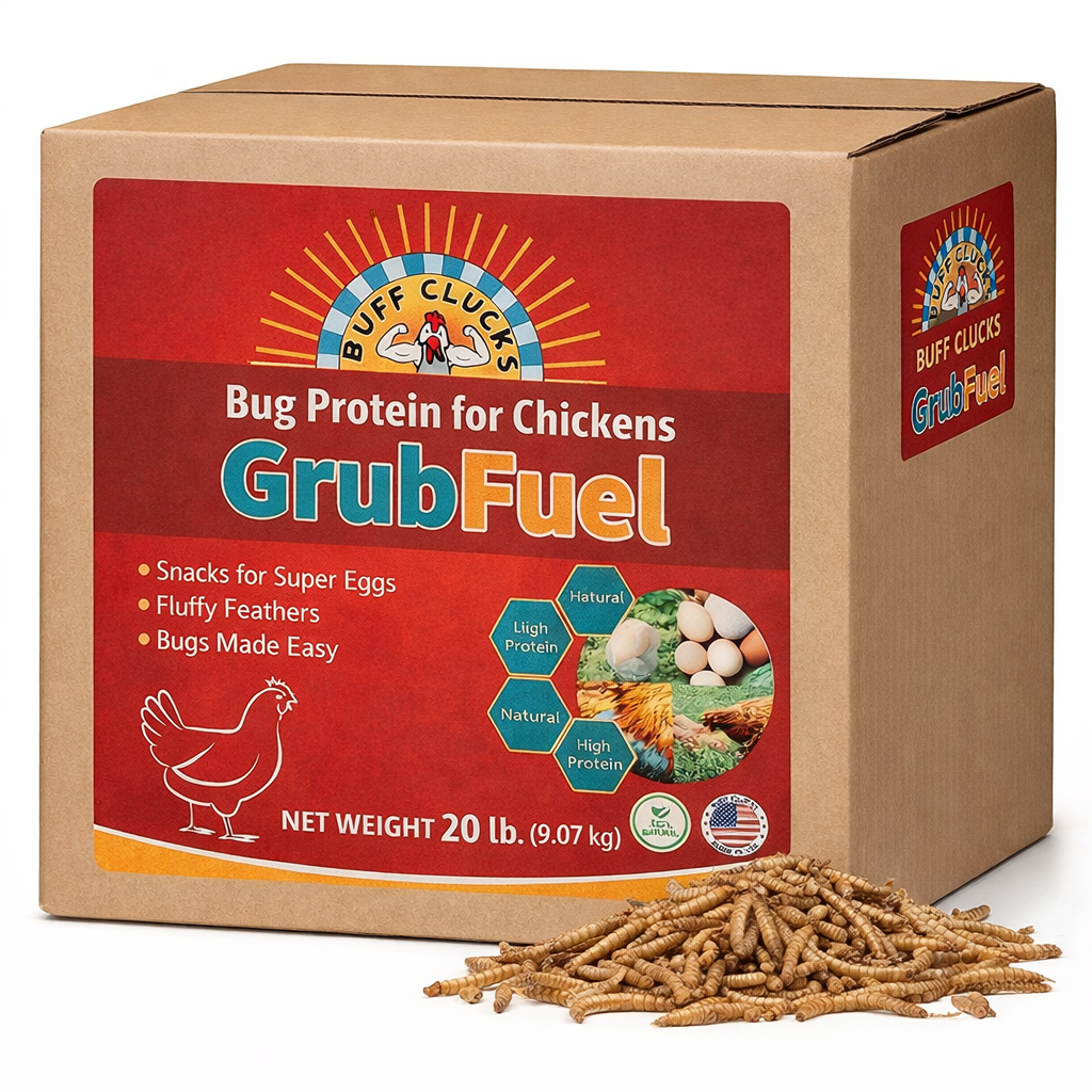 GrubFuel - Black Soldier Fly Larvae for chickens 20 lb Buff Clucks