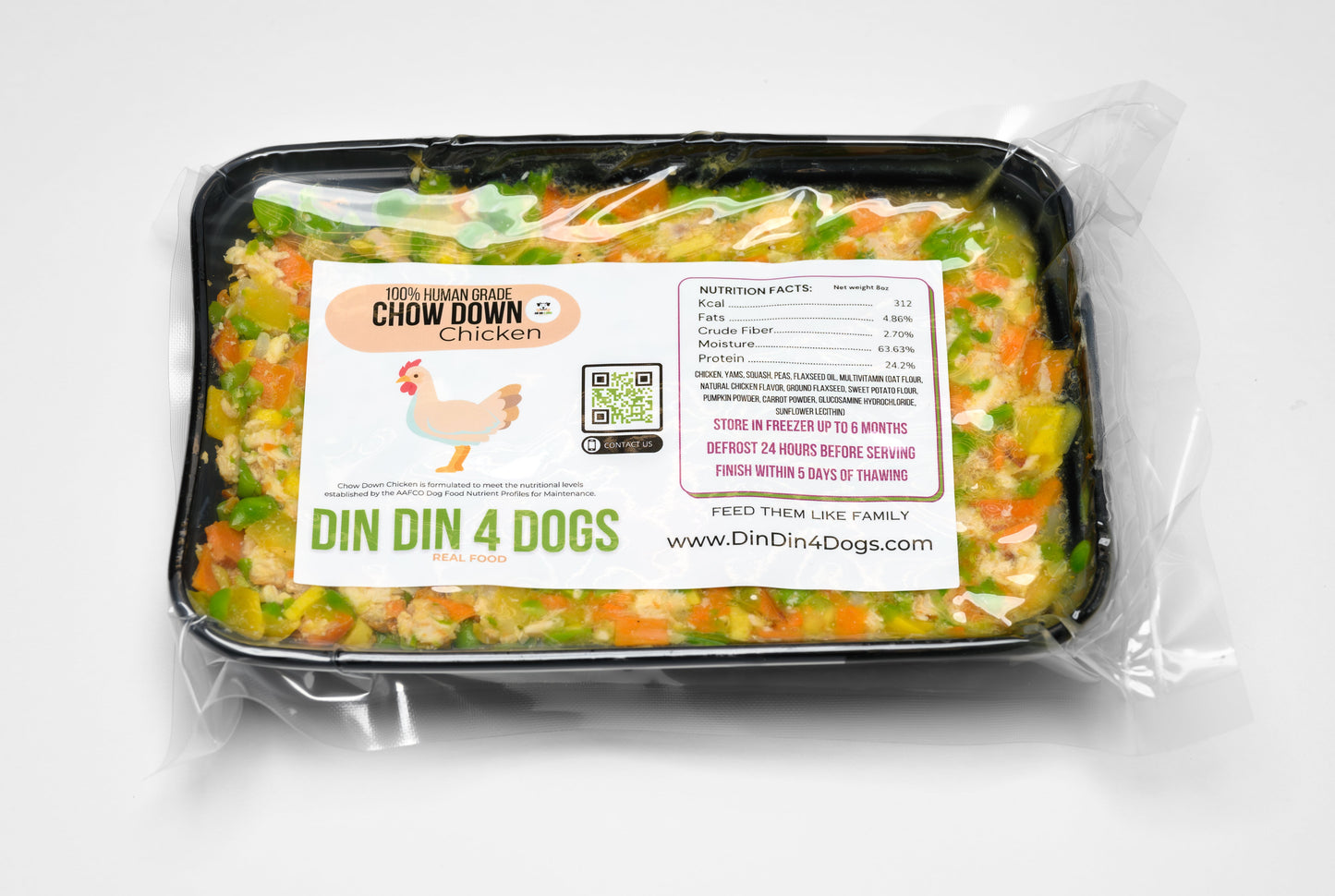 Chow Down Chicken - case includes 24, 8oz meals Dog Food Din Din 4 Dogs