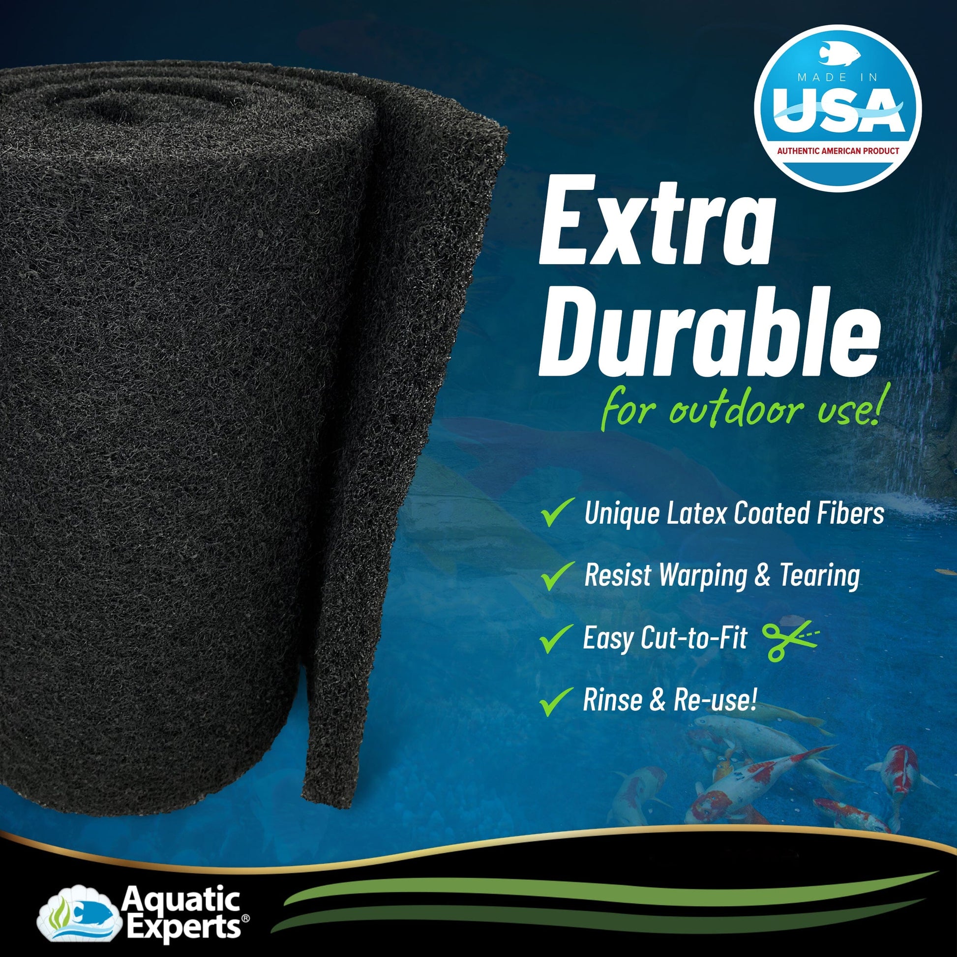 Pond Bundle - Carbon Filter 18"x72" + White Fine 18"x72" + Black Coarse 18"x72" Bundle Filter Pad Aquatic Experts