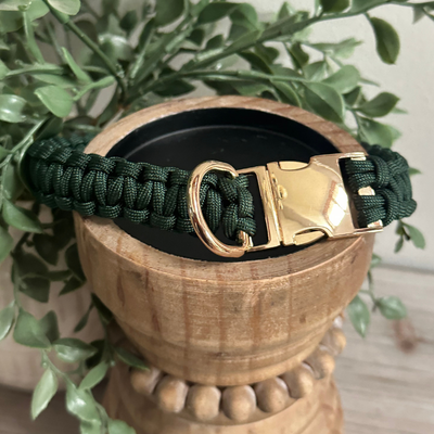 Cobra Braid in Emerald Green - Handmade Dog Collar Cobra Braid Handmade Braided Collars Pawsh Pup Co.