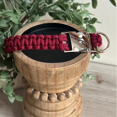 Cobra Braid in Maroon Handmade Dog Collar Cobra Braid Handmade Braided Collars Pawsh Pup Co.