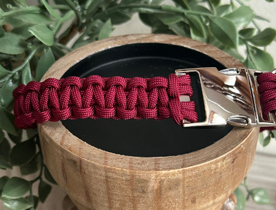 Cobra Braid in Maroon Handmade Dog Collar Handmade Braided Collars Pawsh Pup Co.