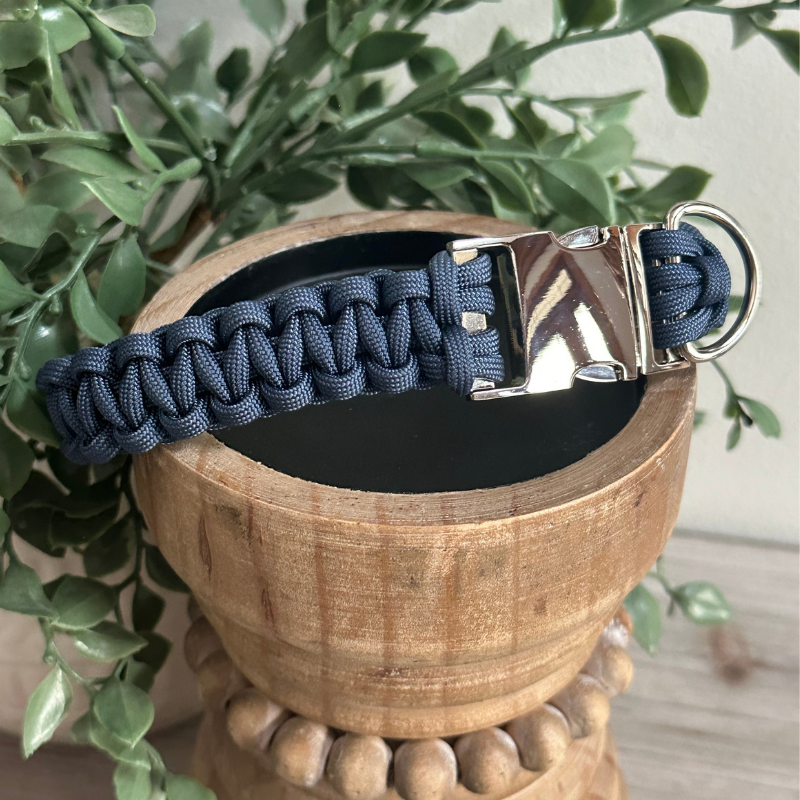 Cobra Braid in Navy Blue - Handmade Dog Collar Cobra Braid Handmade Braided Collars Pawsh Pup Co.