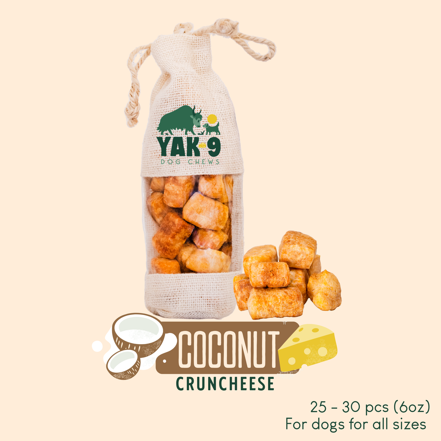 Coconut Cheese Chews for Dogs COCONUT YAK CHEWS Yak9 Chews