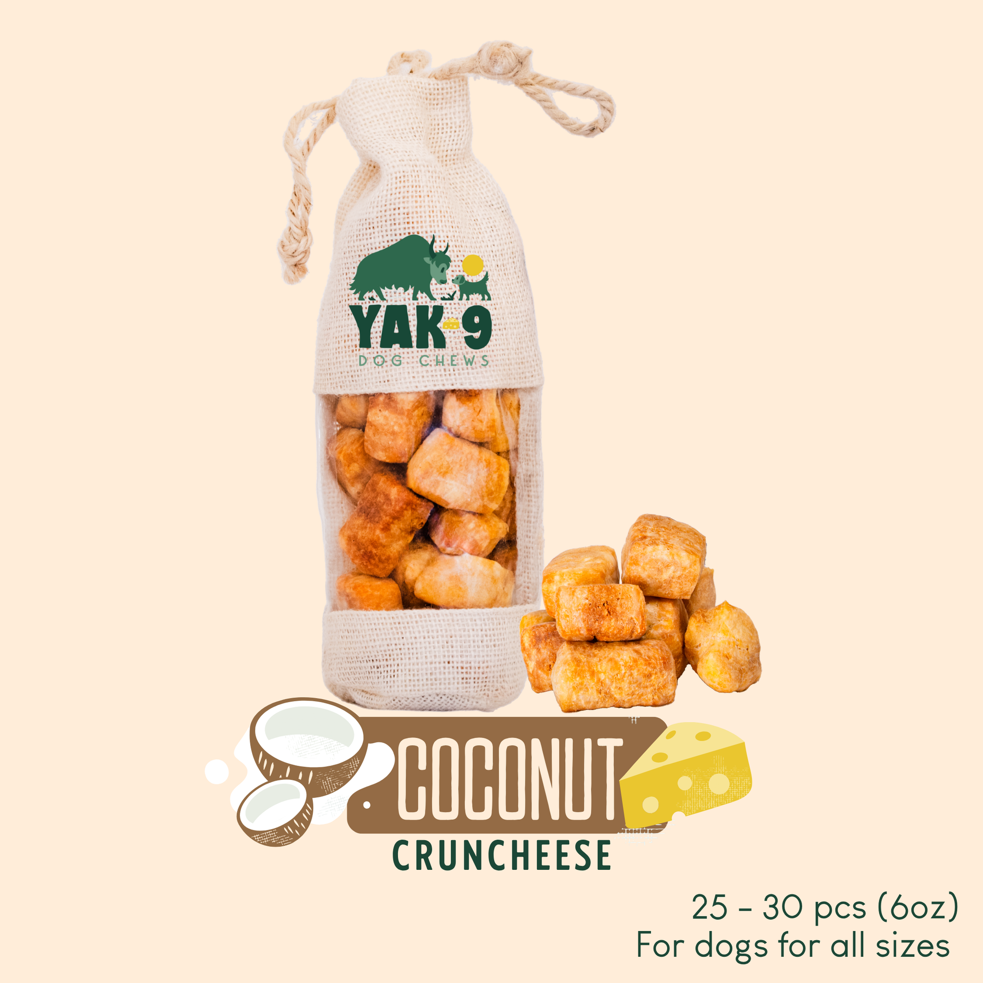 Coconut Cheese Chews for Dogs COCONUT YAK CHEWS Yak9 Chews