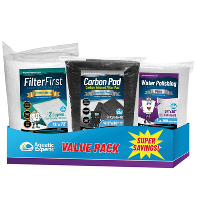 Aquarium Bundle - Carbon Filter 10.5"x72" + FilterFirst 12"x72"+ Polishing Pad 100 Micron Bundle Filter Pad Aquatic Experts