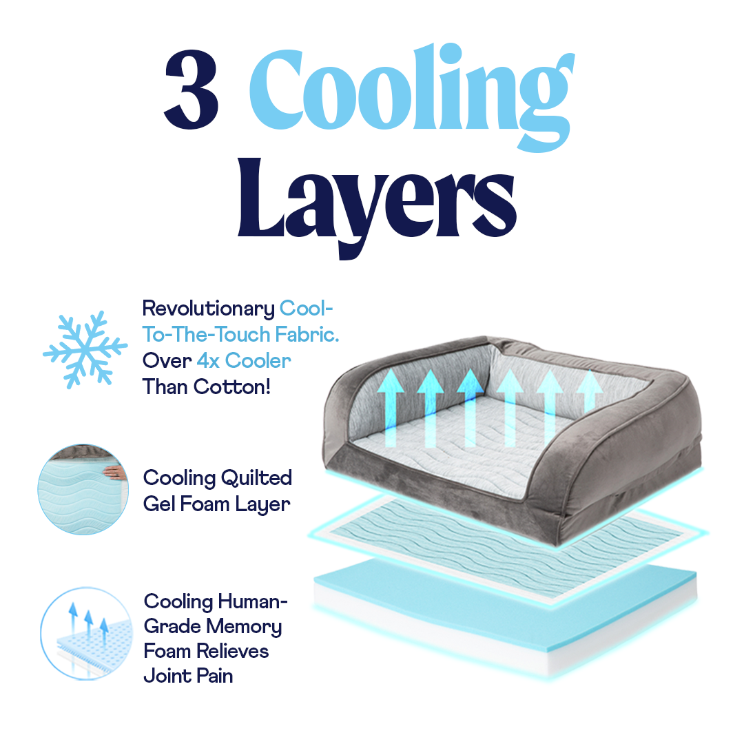 PupChill™ Cooling Bolster Dog Bed Paw