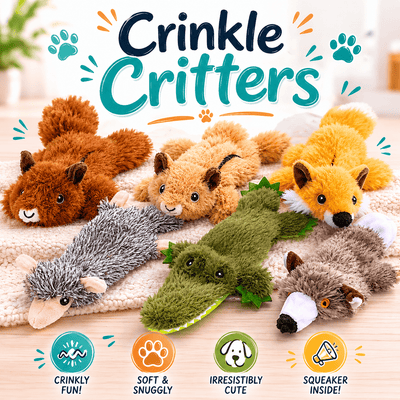 Crinkle Critters Stuffing-Free Dog Toy with Squeaker Dog Toys Dogline
