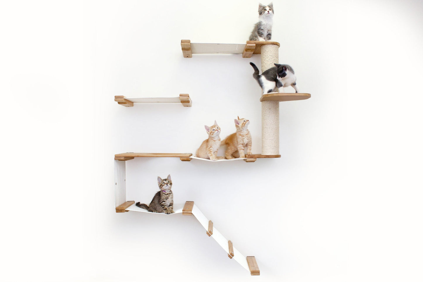 The Deluxe Cat Fort - Modern Cat Condo Onyx Bamboo Charcoal Gray Canvas Pole Cat Condo Catastrophic Creations